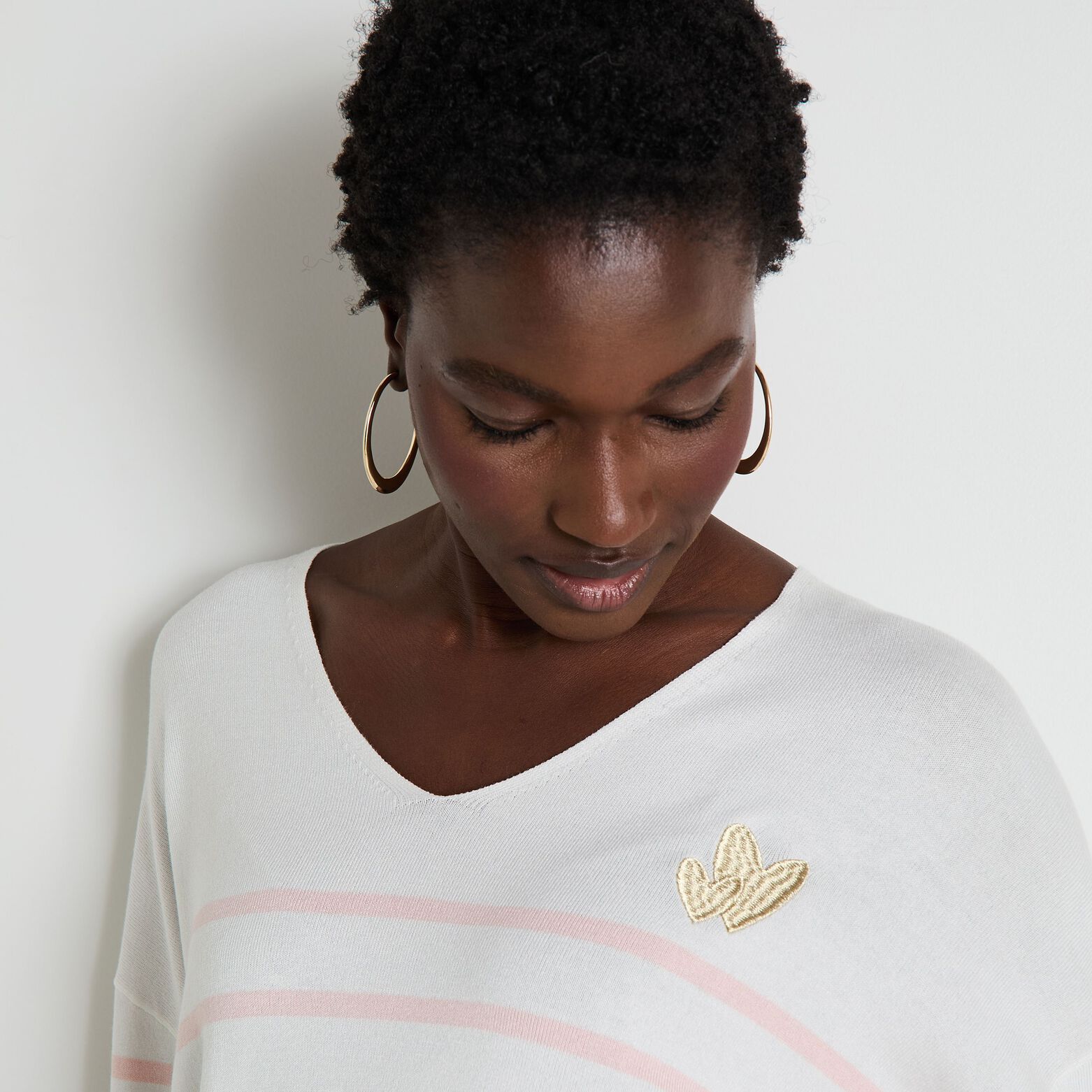 Pull col V femme