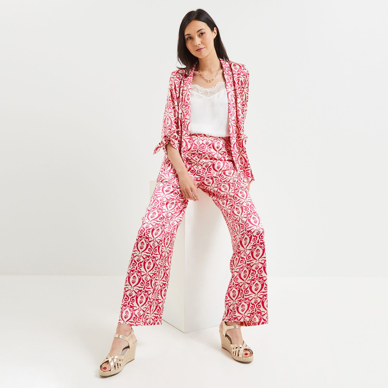 Veste satin imprimée femme