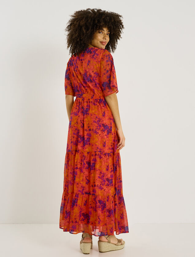 Robe longue habill&eacute;e motif abstrait