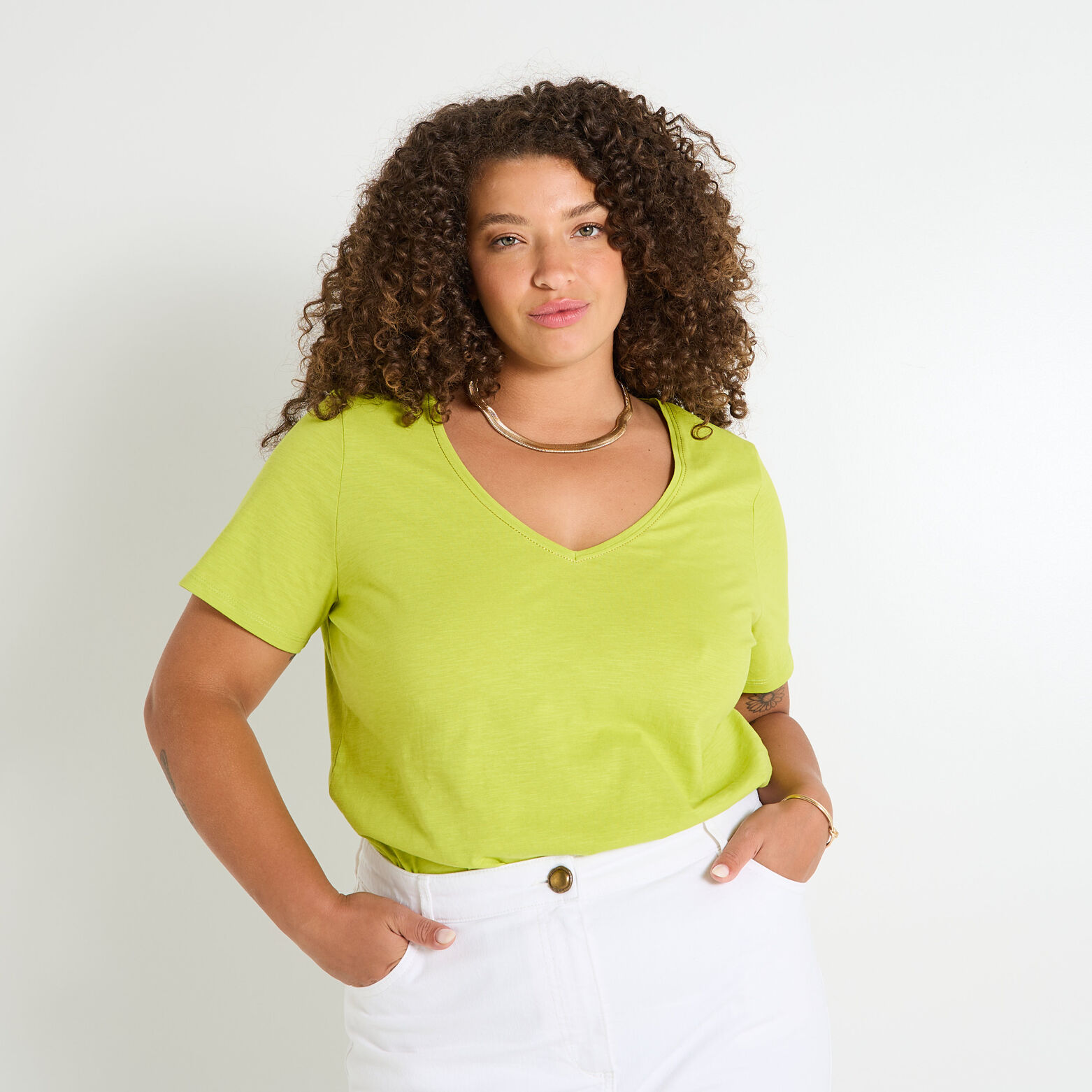 T-shirt col V femme