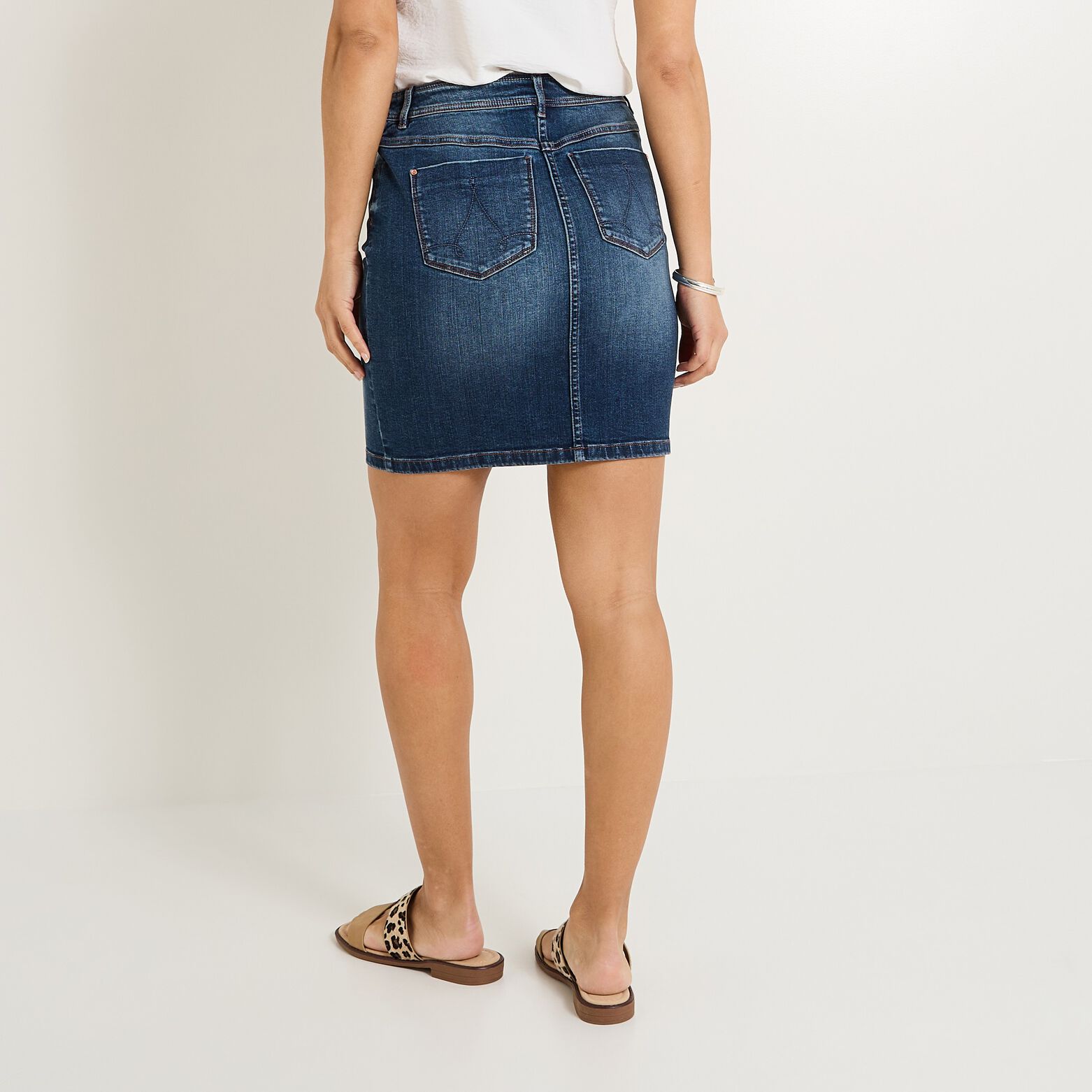 Jupe droite en denim femme