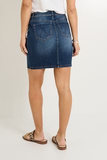 Jupe droite en denim femme