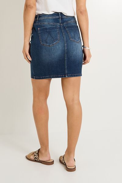 Jupe droite en denim femme