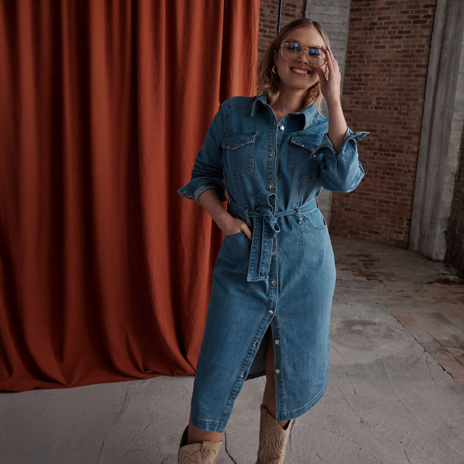 Robe en denim femme