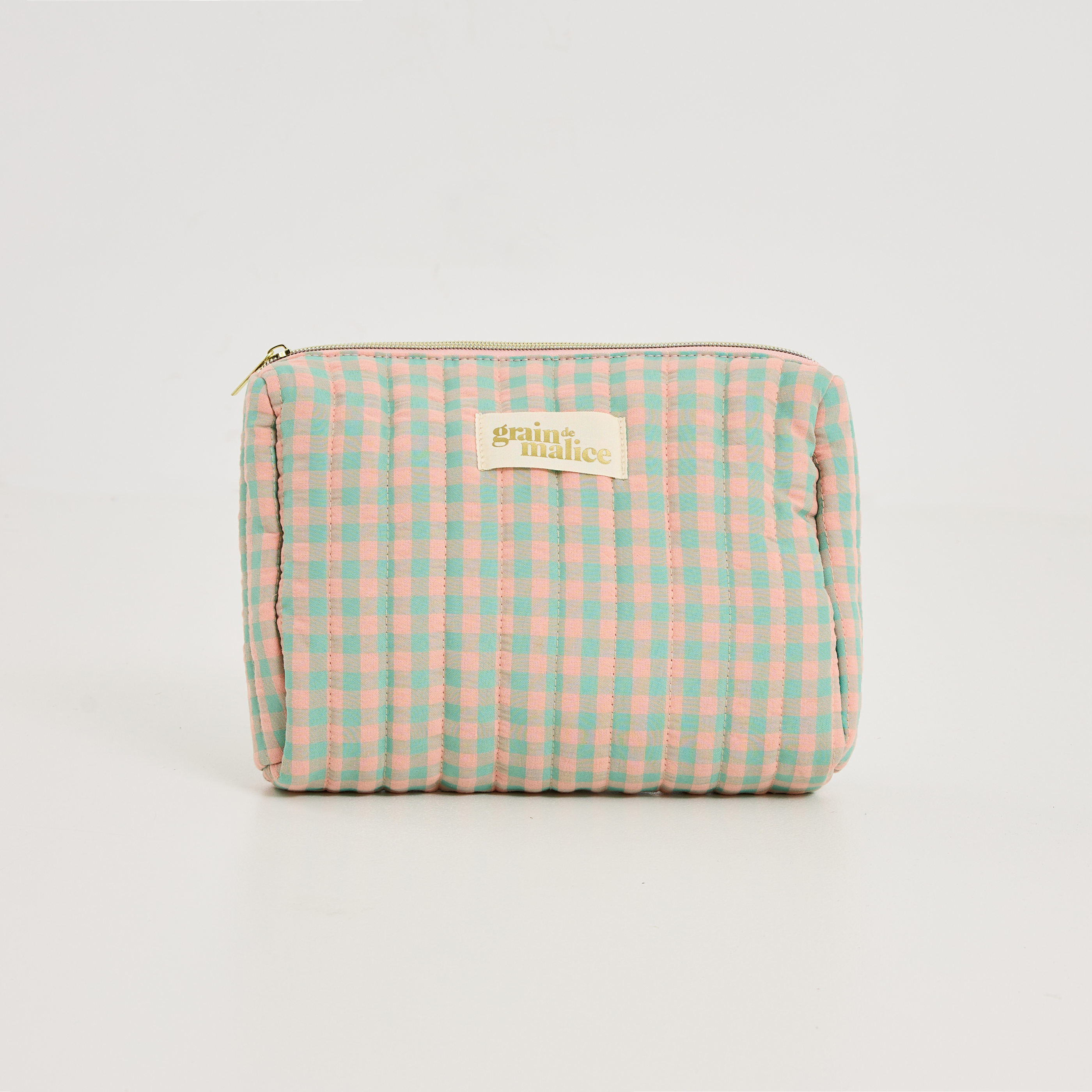 Trousse de toilette en tissu vichy femme