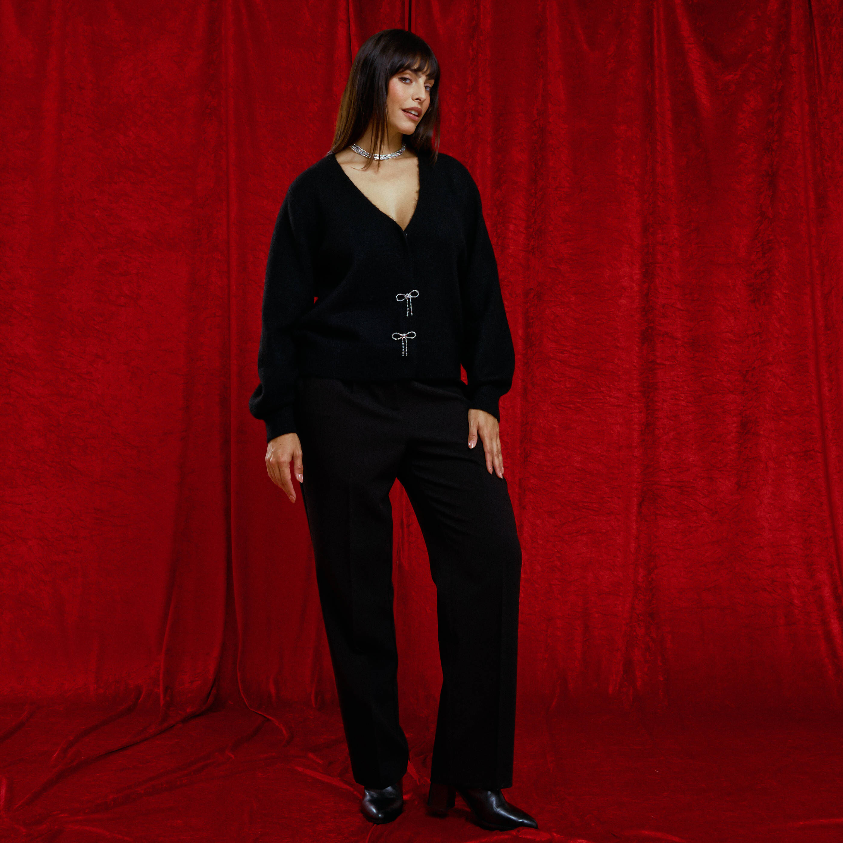 Gilet &agrave; boutons n&oelig;uds femme