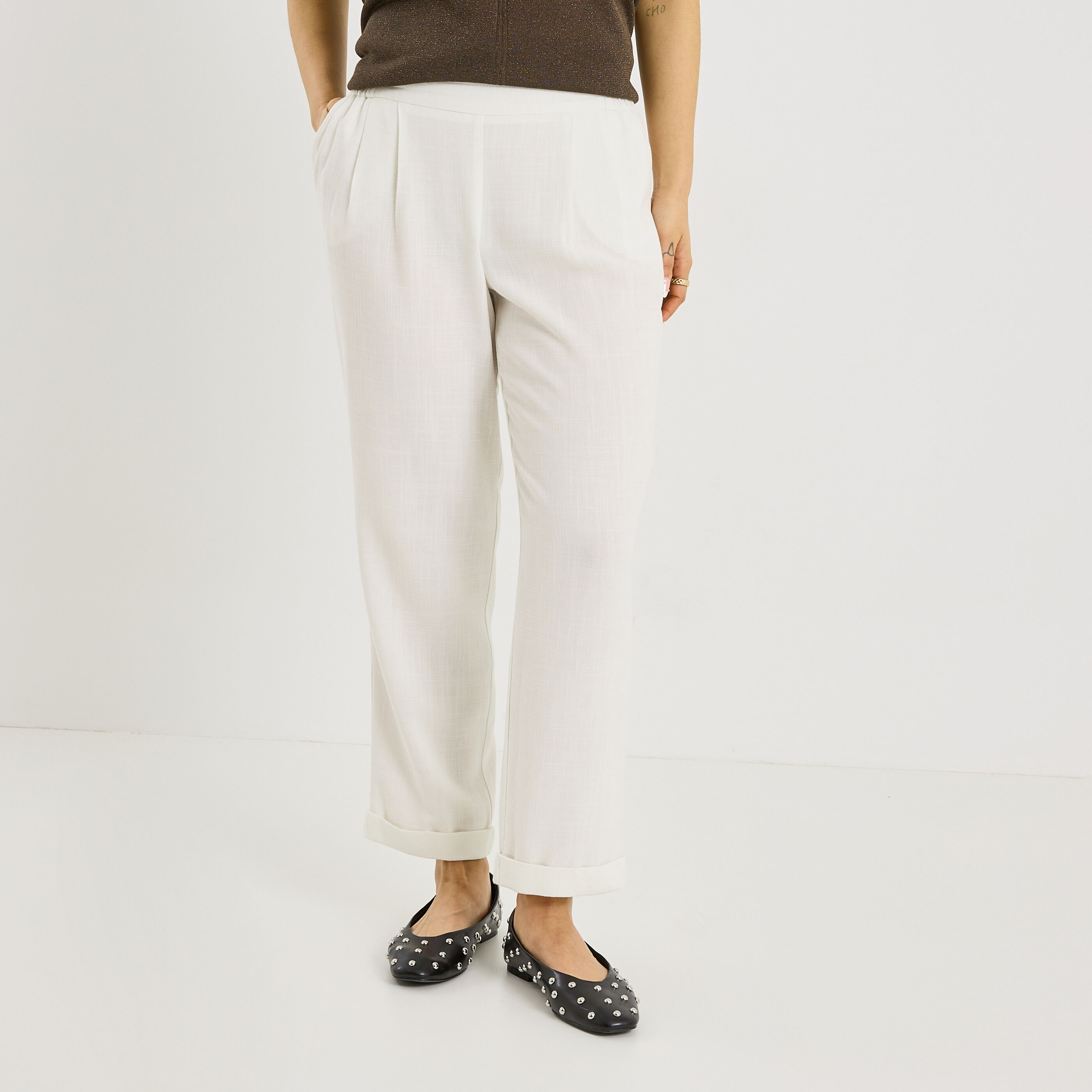 Pantalon &agrave; revers femme