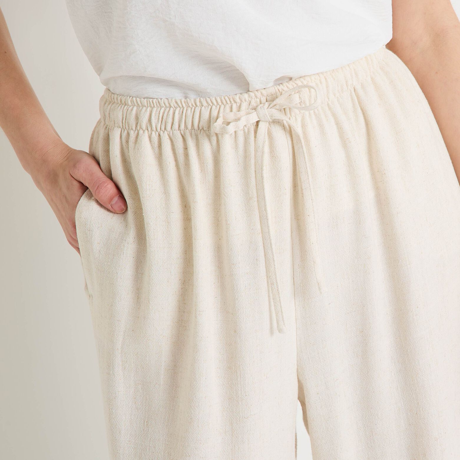 Pantalon large en lin mélangé femme