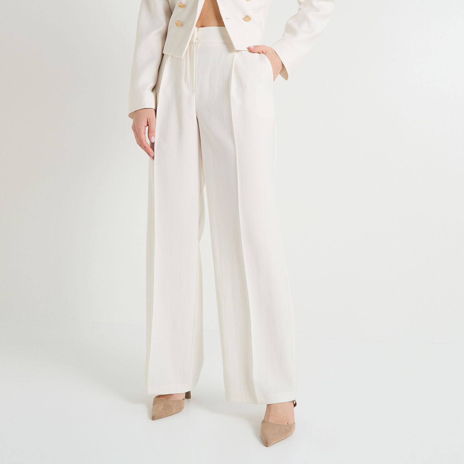 Pantalon large à pinces femme