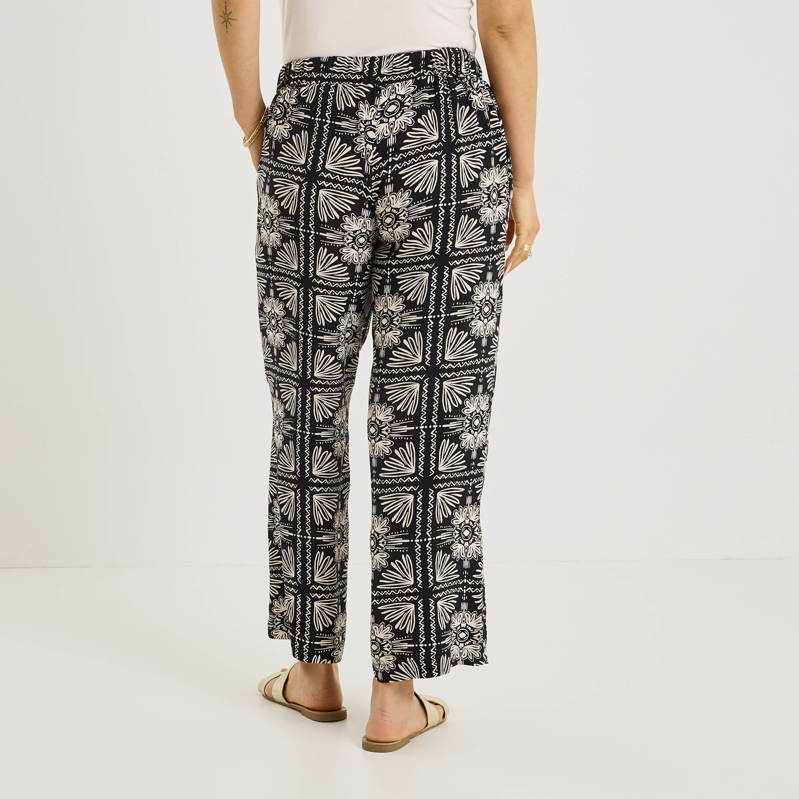 Pantalon fluide imprim&eacute; femme