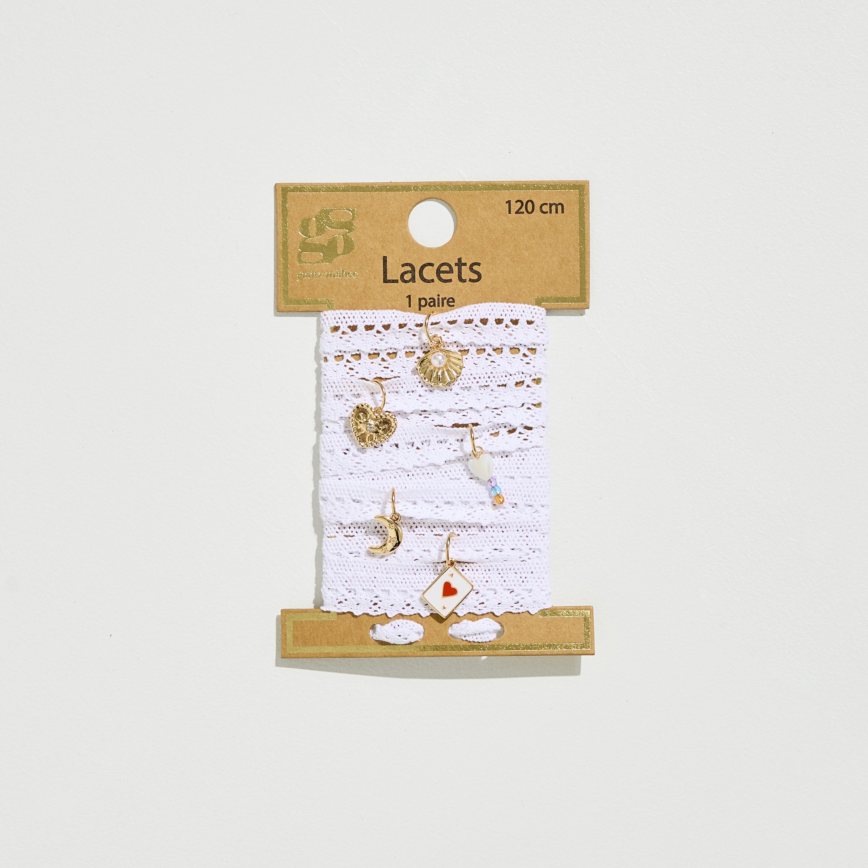 Paire de lacets ajour&eacute;s et charms femme