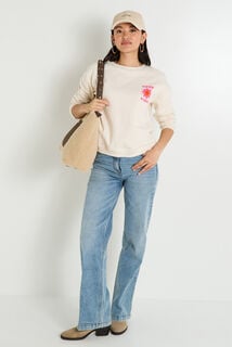 Sweat print good vibes femme