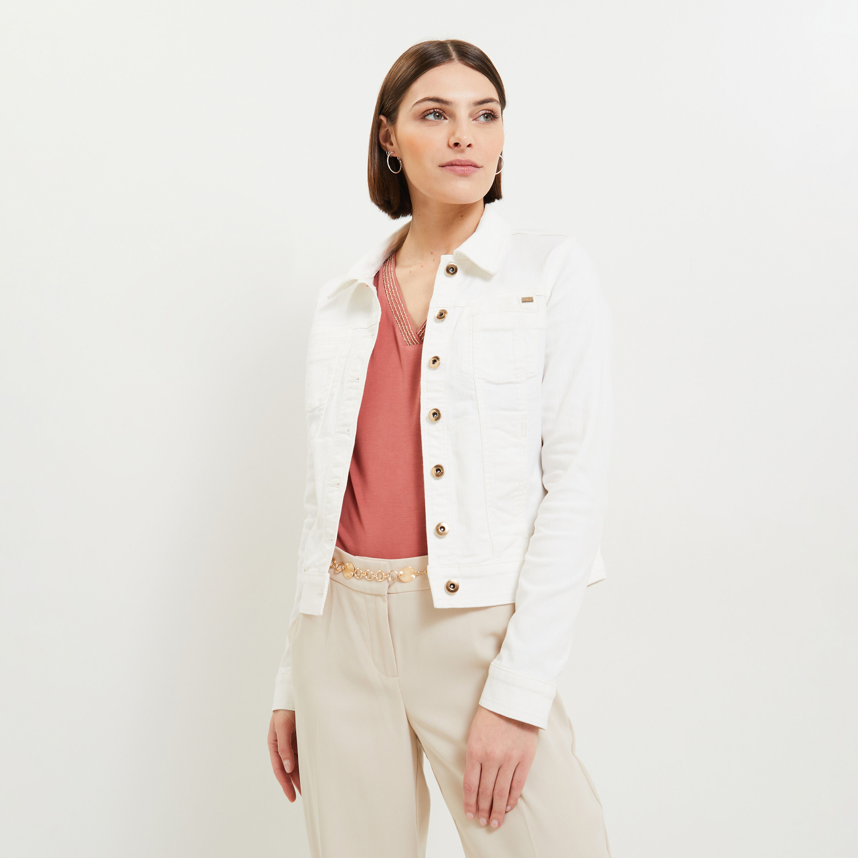 Veste en jean femme BLANC Graindemalice