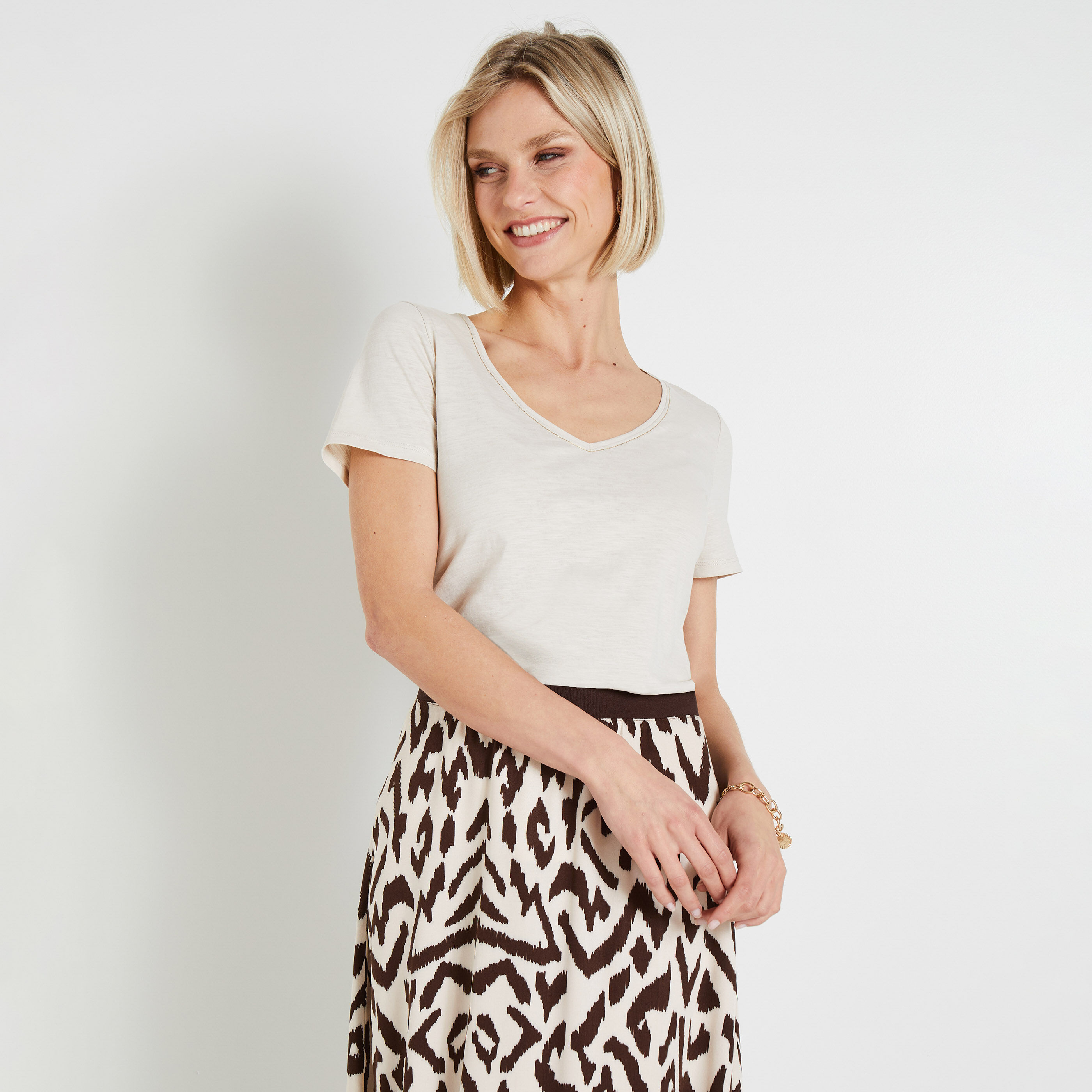 Tshirt basique col V femme