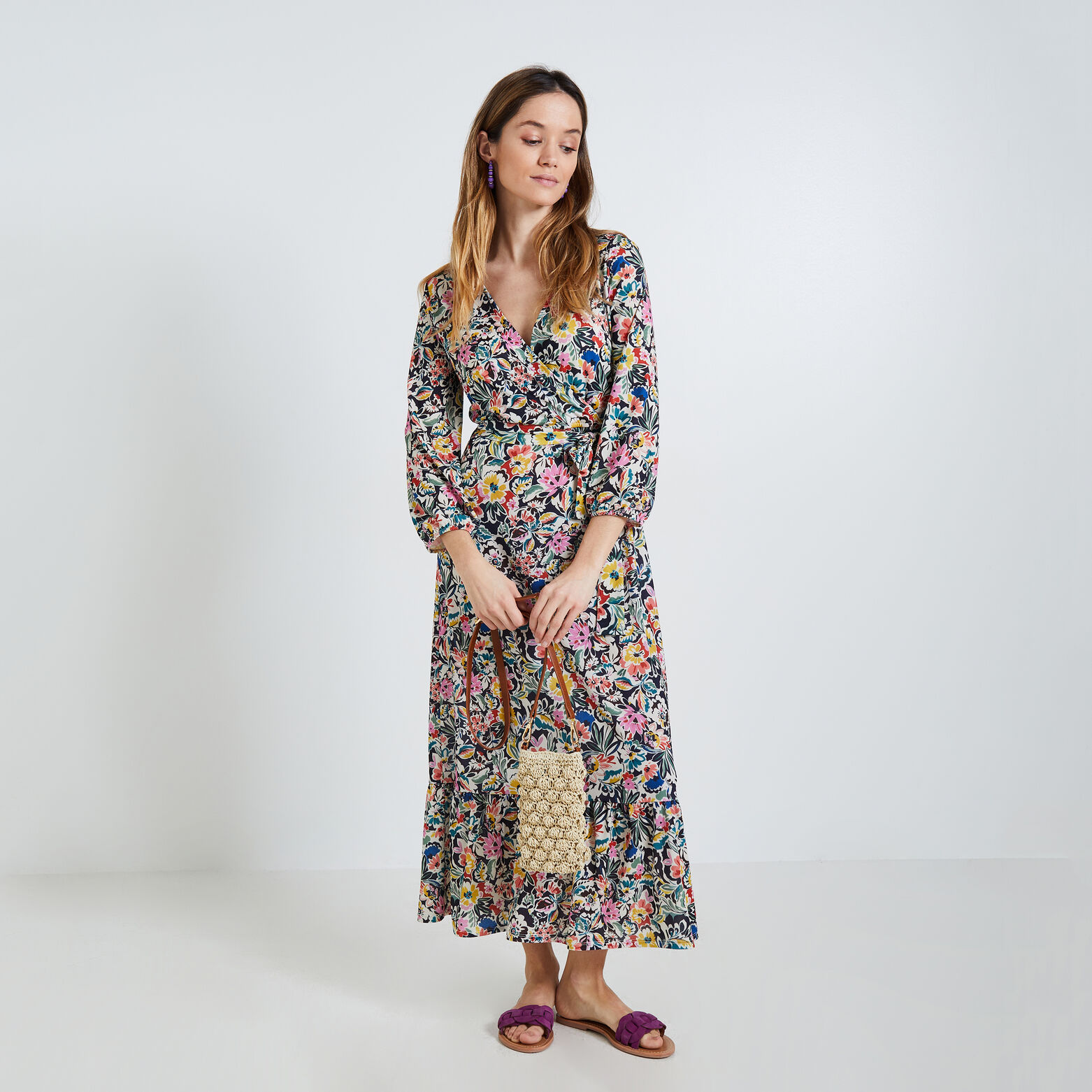 Robe longue imprimée femme