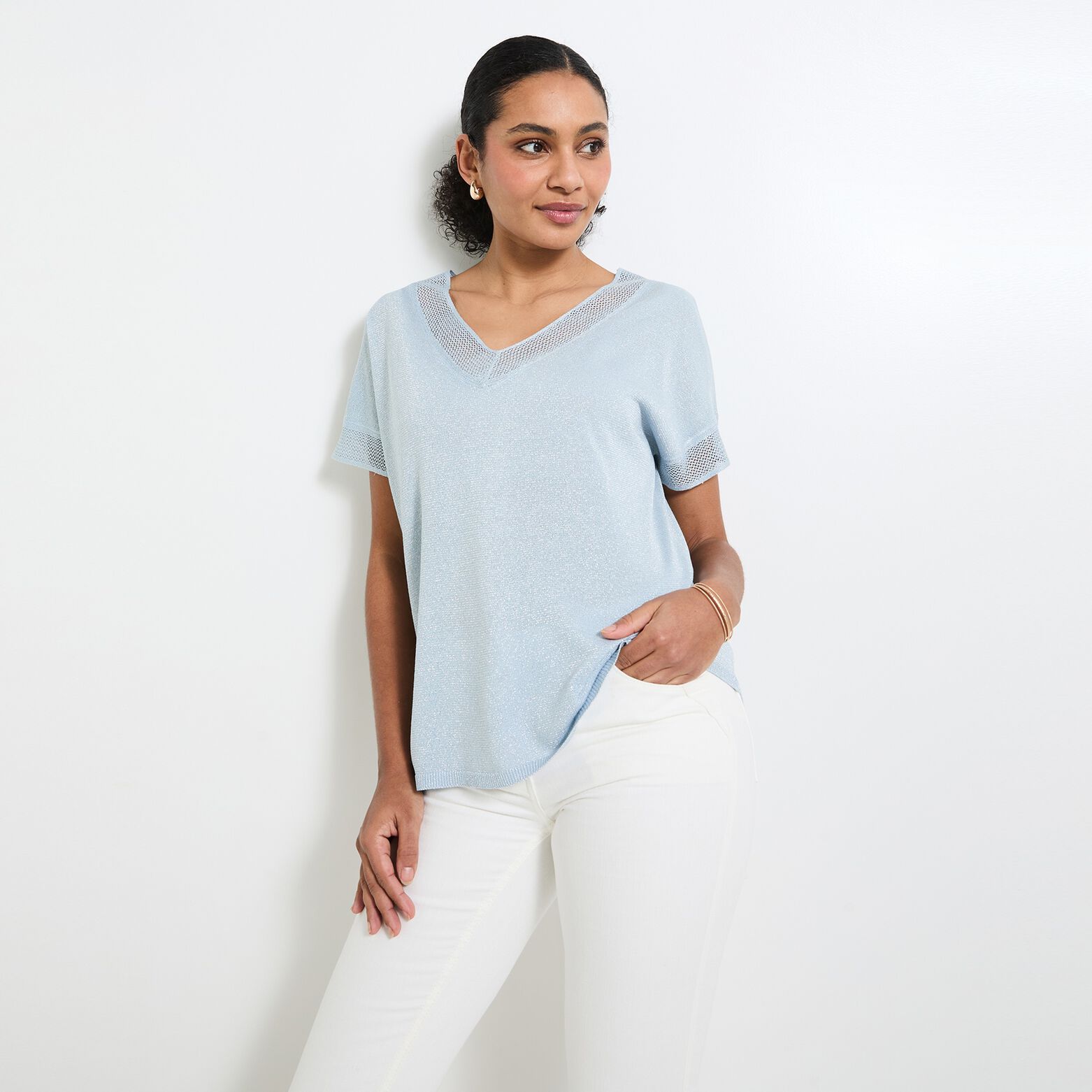 Pull manches courtes femme