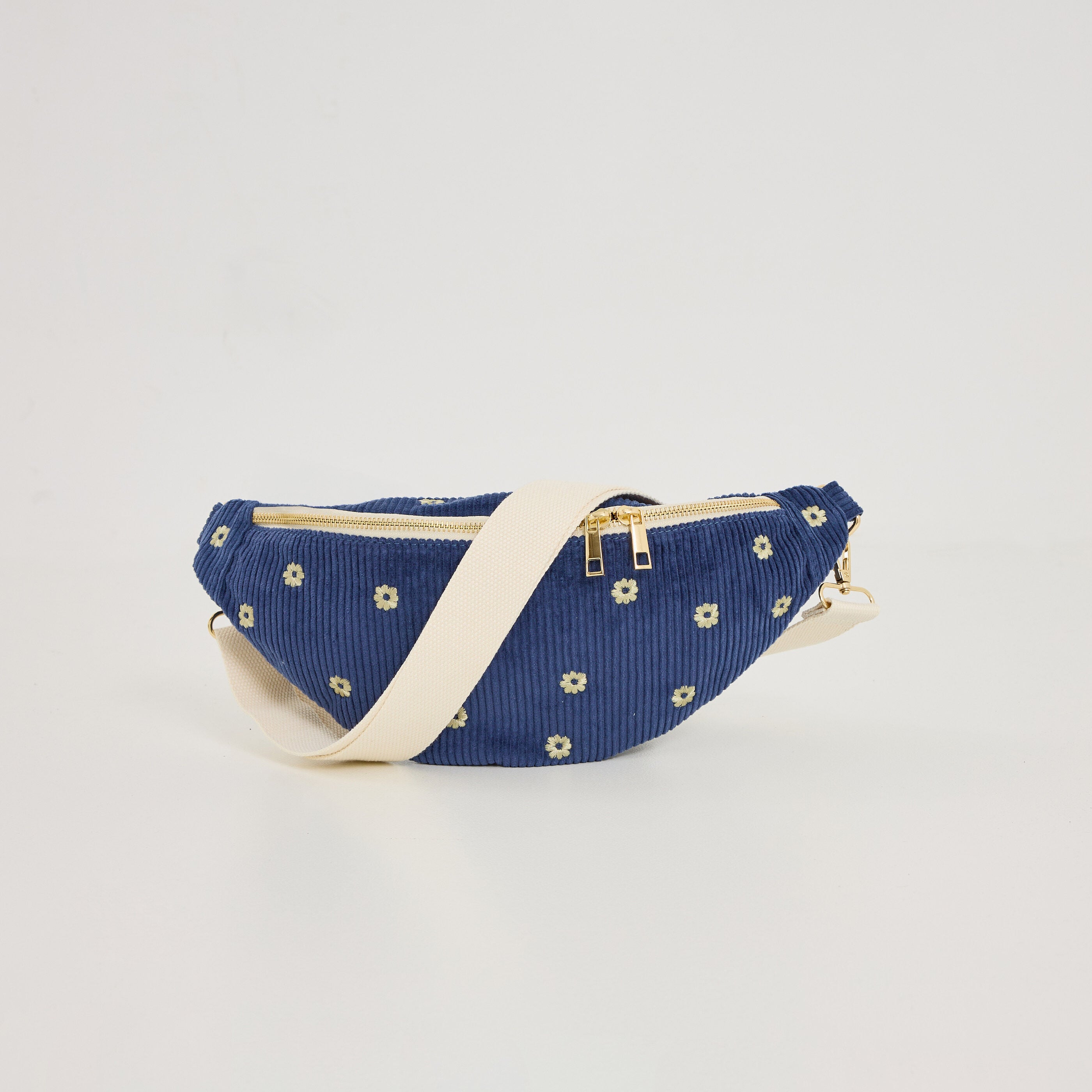 Sac banane broderies florales femme