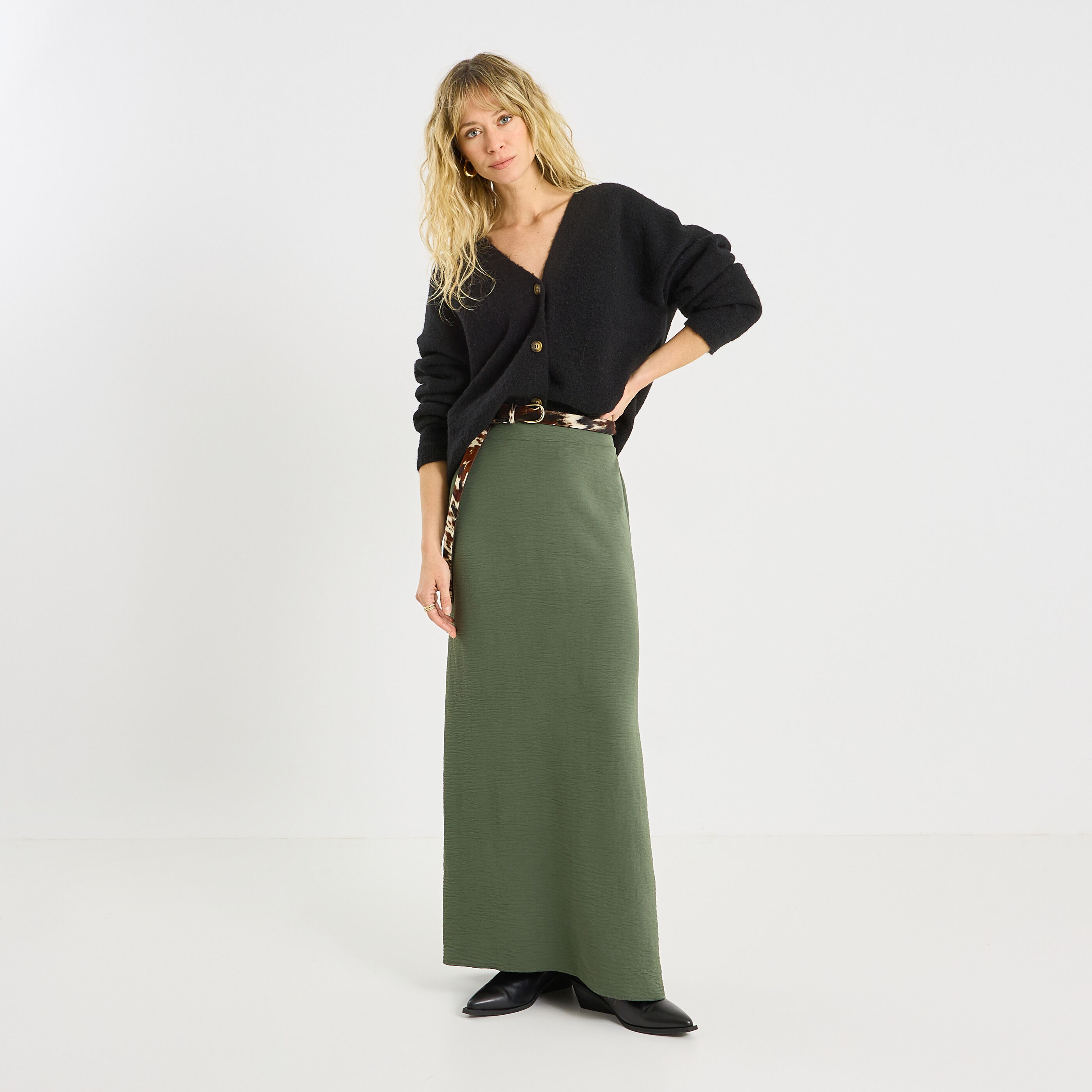 Jupe longue unie fluide infroissable