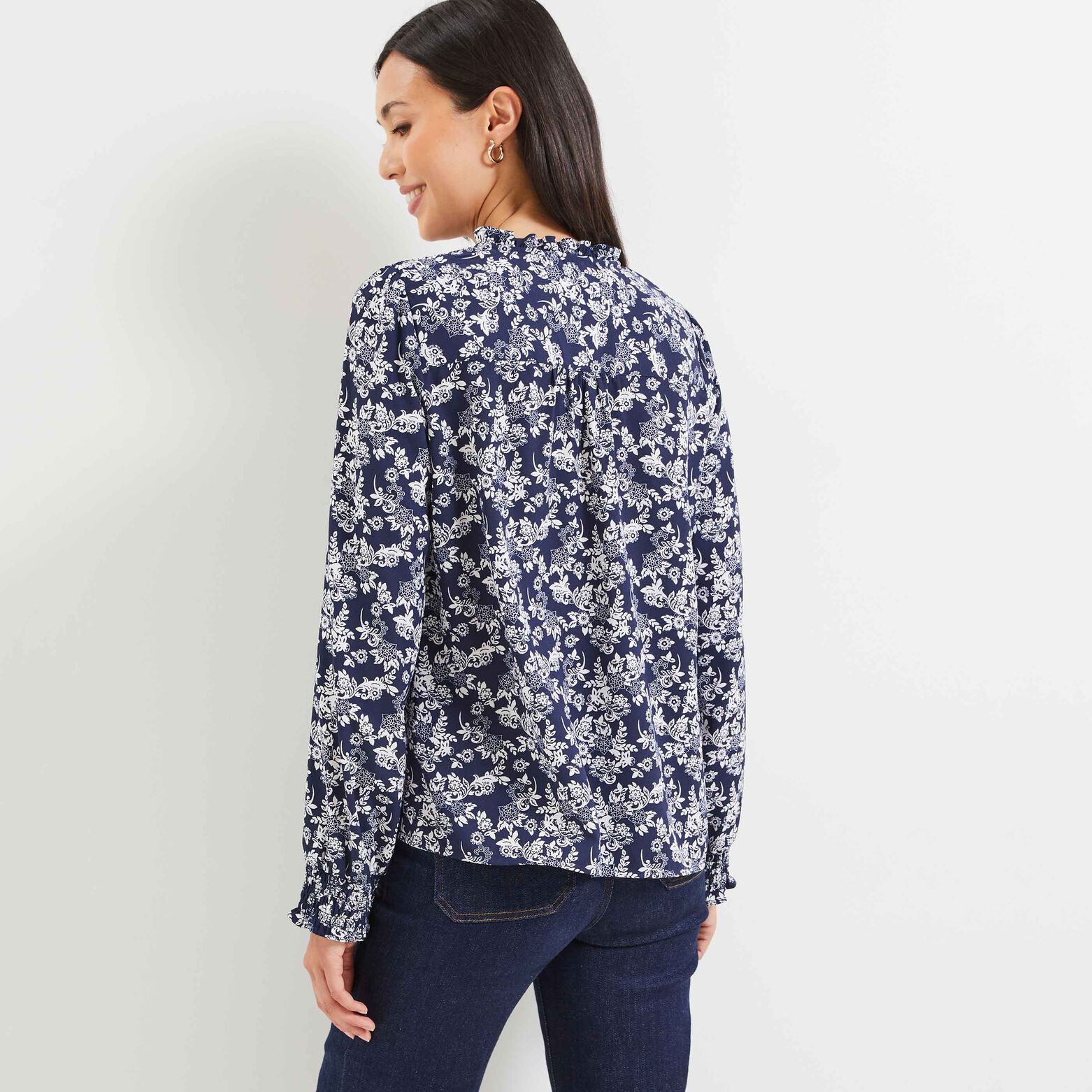 Blouse à smock fleurie