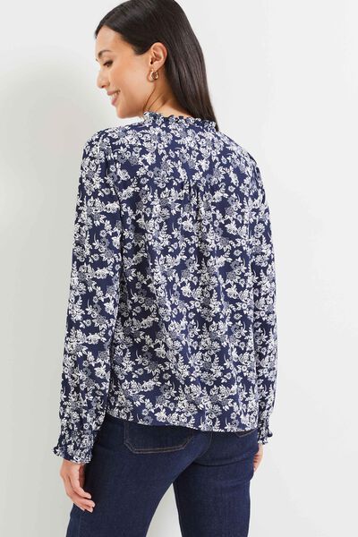 Blouse à smock fleurie