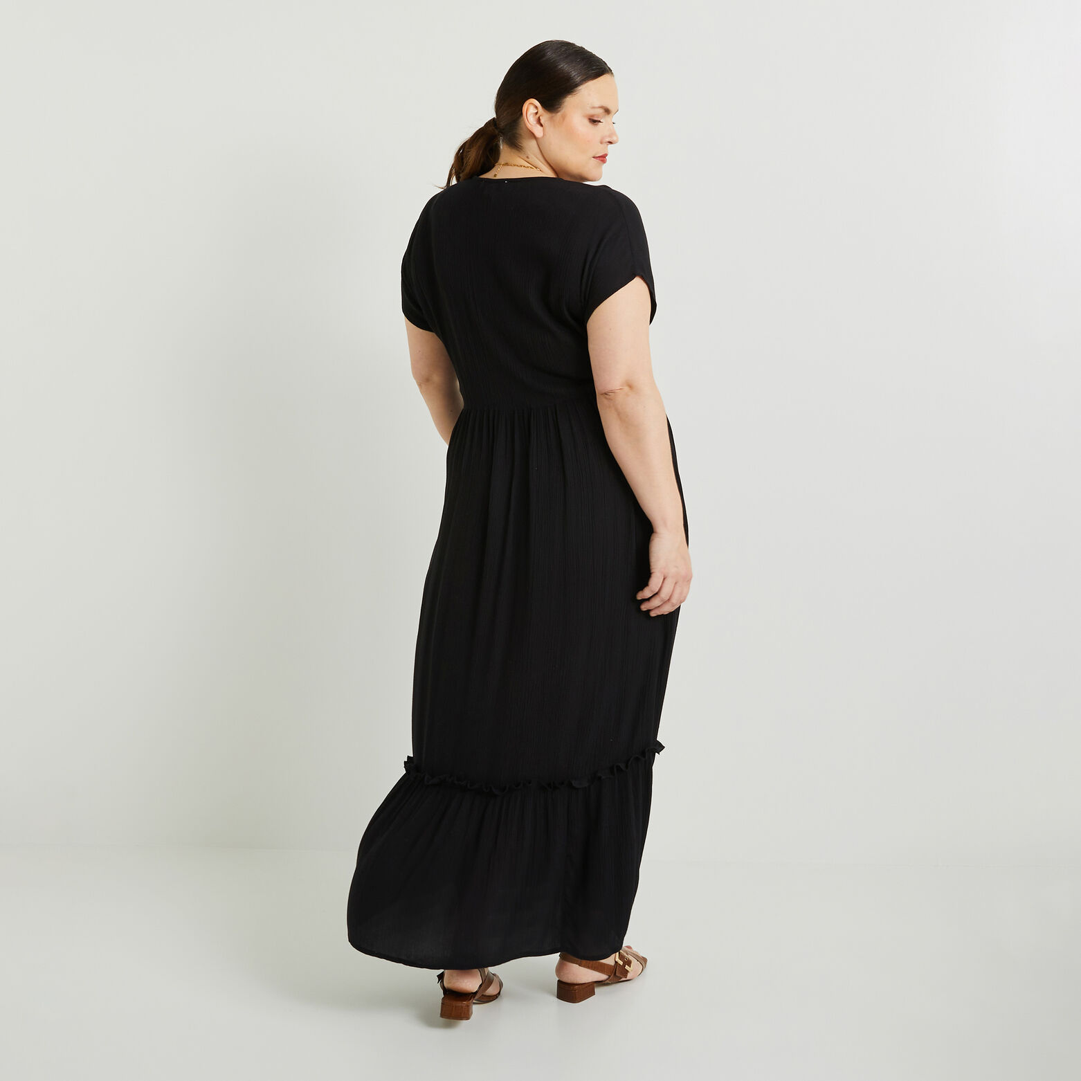 Robe longue crepon femme