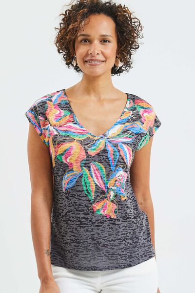 T-shirt fleuri femme