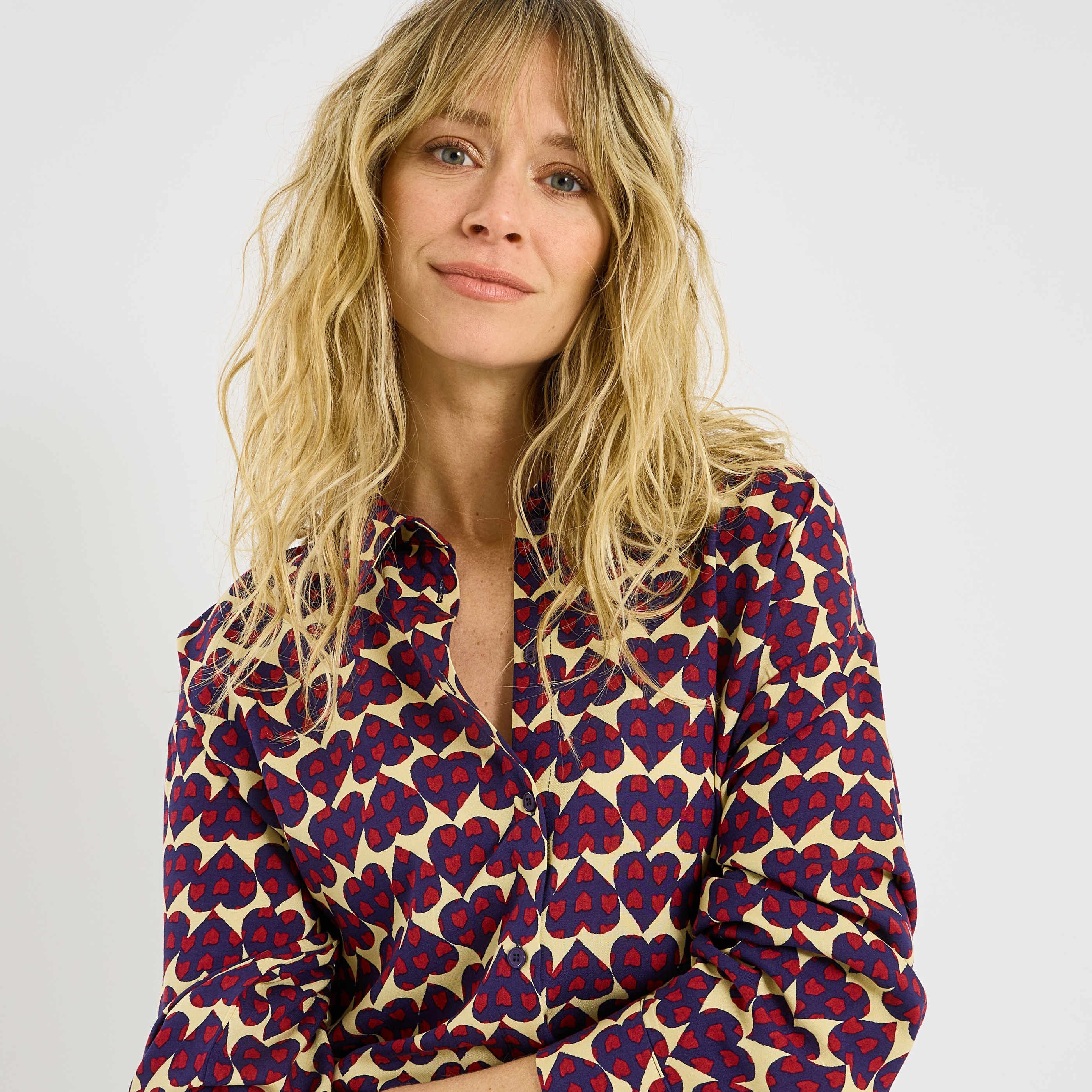 Chemise imprim&eacute; c&oelig;ur femme