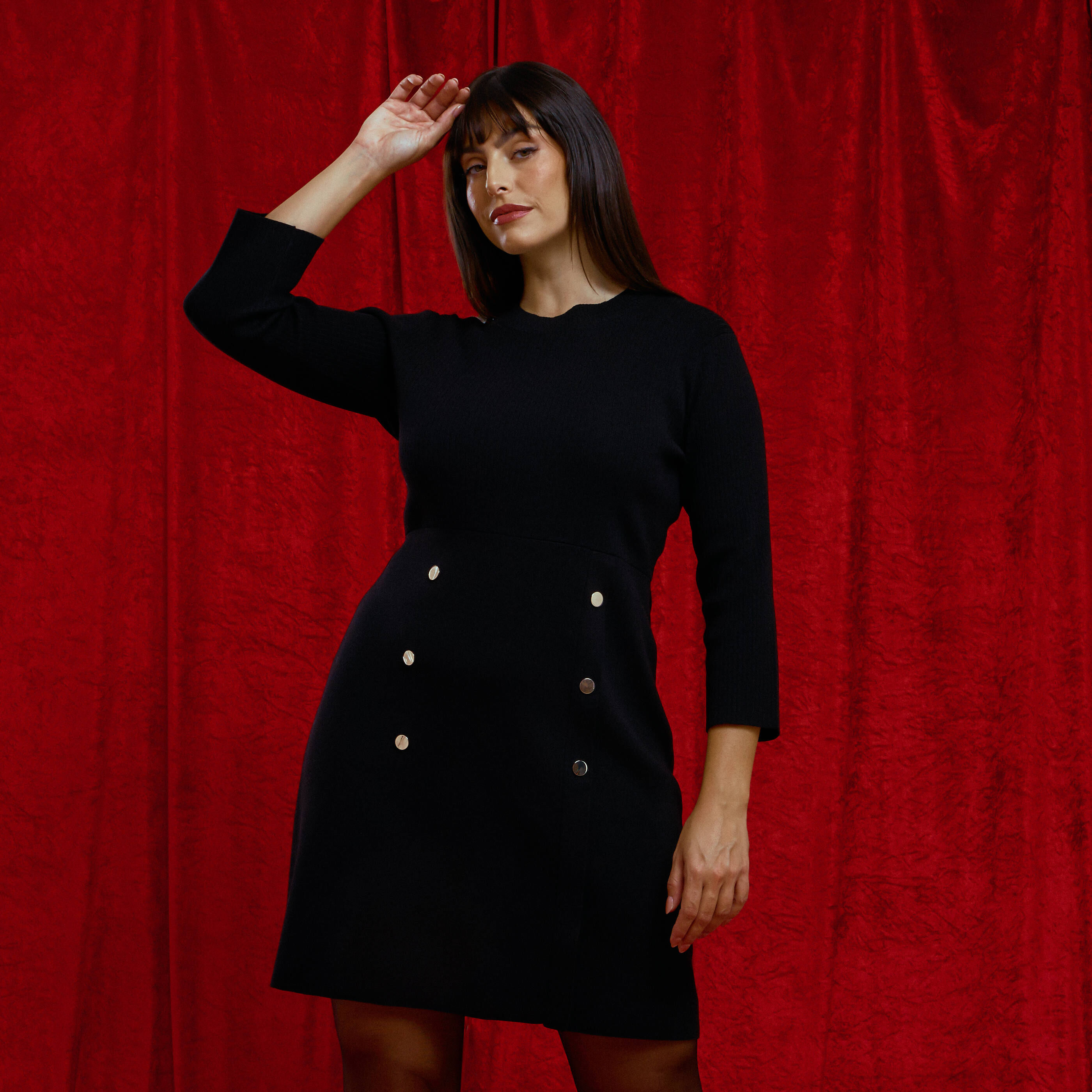 Robe pull &agrave; col montant 