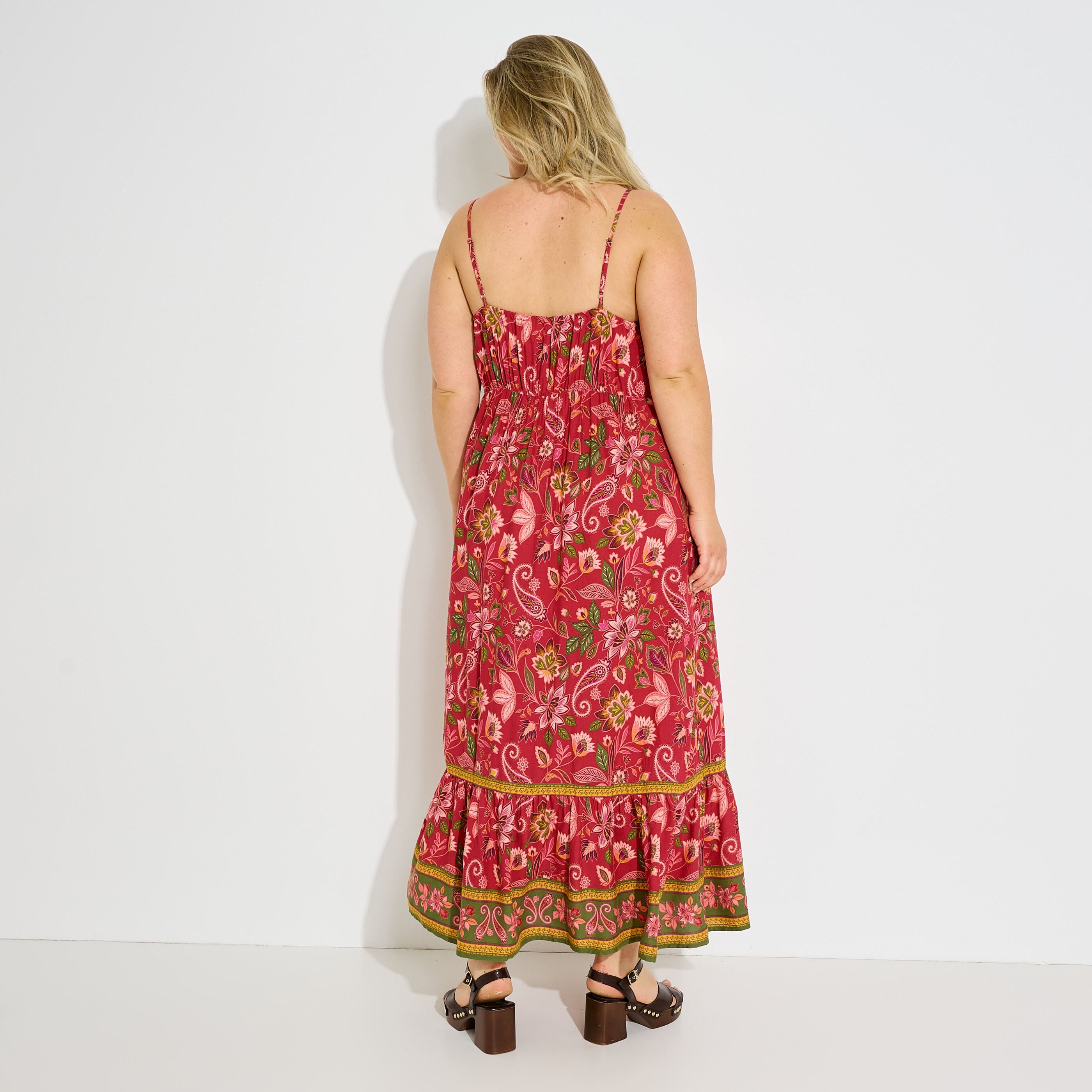 Robe longue boh&egrave;me imprim&eacute;e