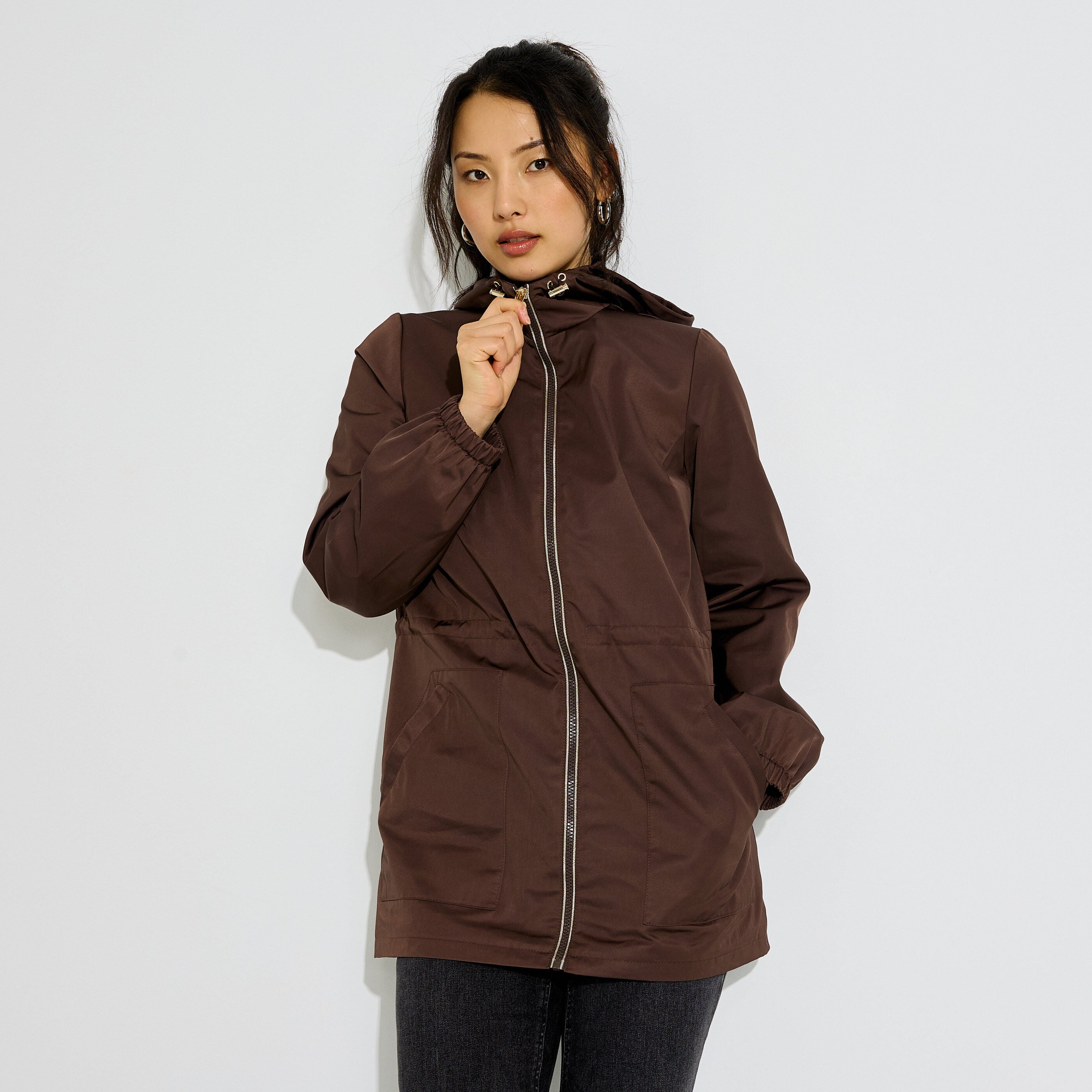 Parka d&eacute;perlante &agrave; capuche femme