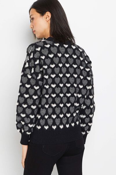 Pull jacquard coeur femme