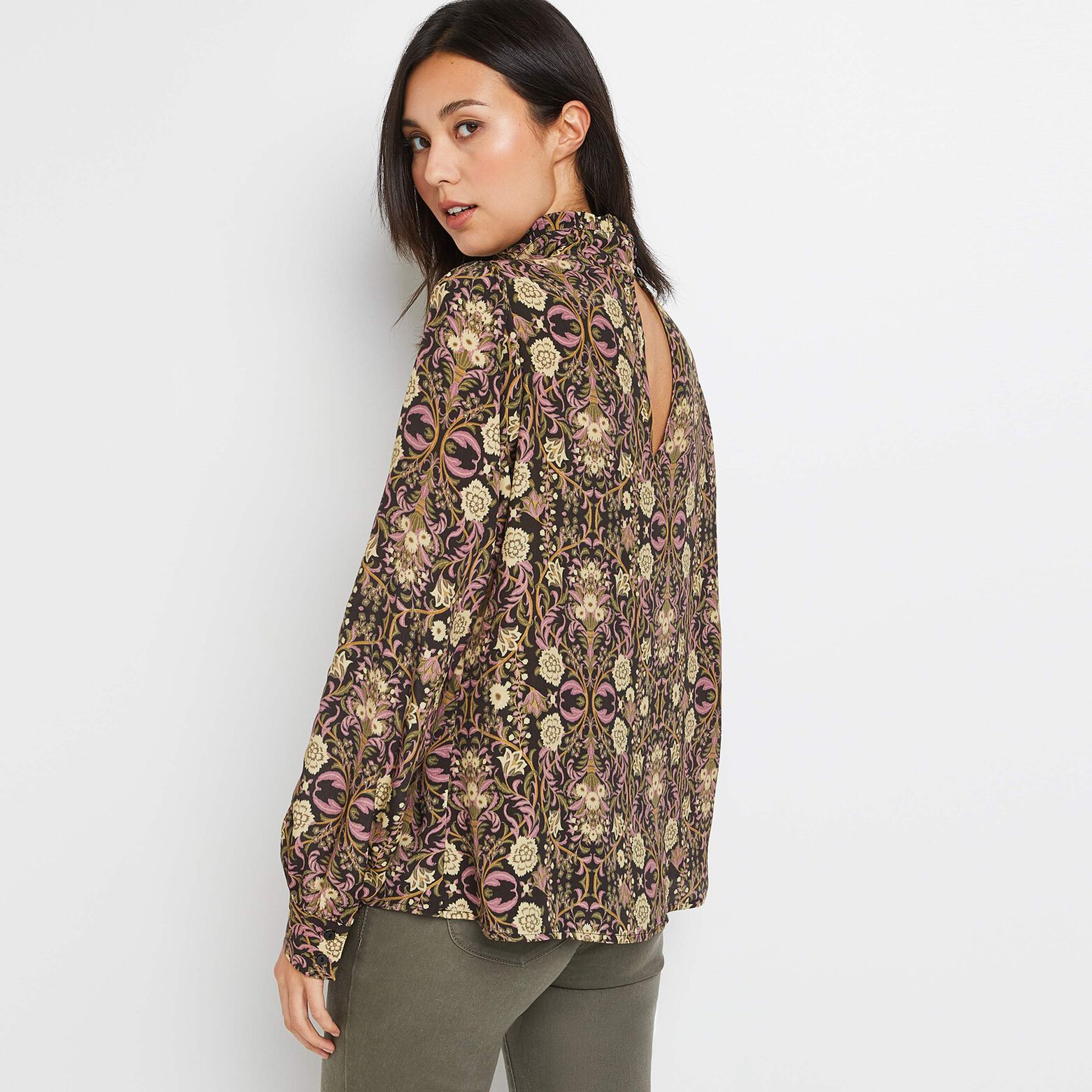 Blouse imprimée col montant femme