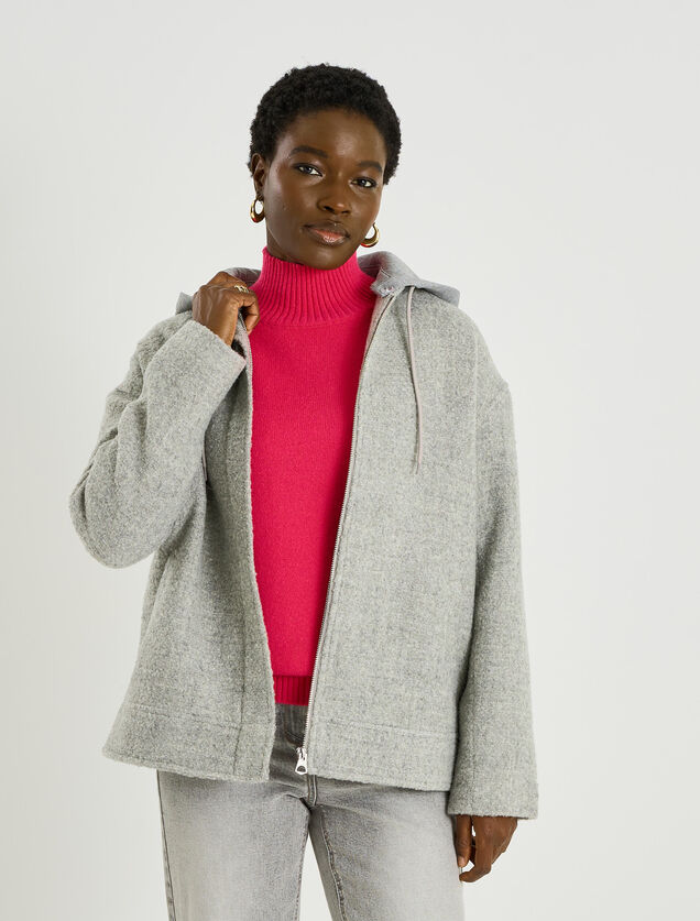 Manteau court &agrave; capuche amovible femme