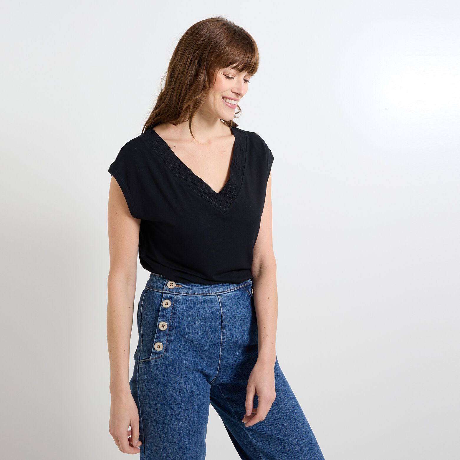 T-shirt col V femme
