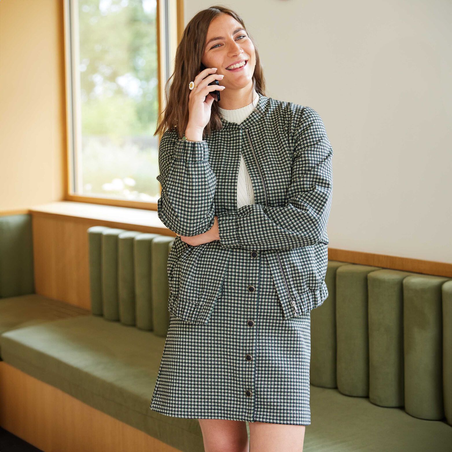 Blouson à carreaux femme