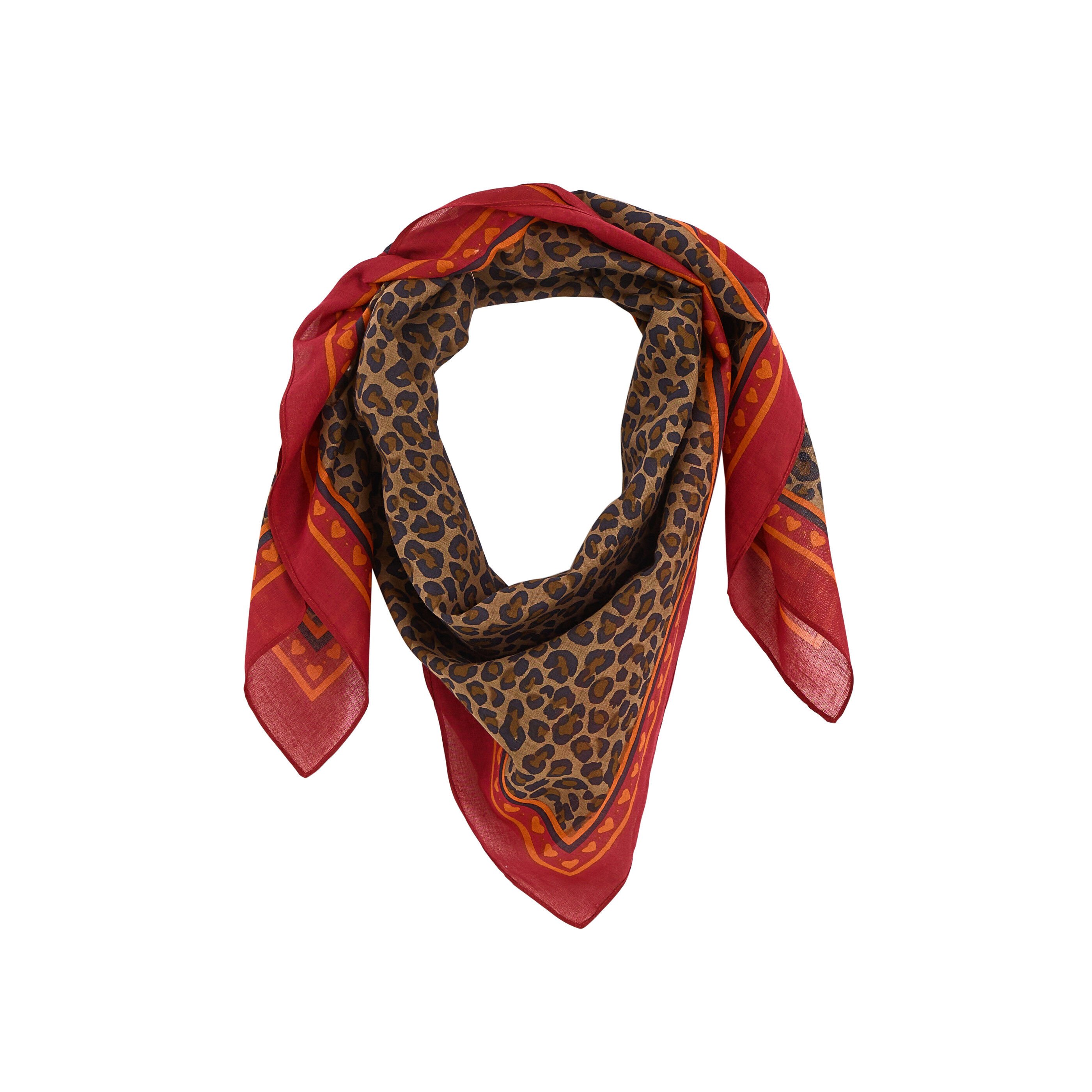 Foulard carr&eacute; imprim&eacute; l&eacute;opard femme
