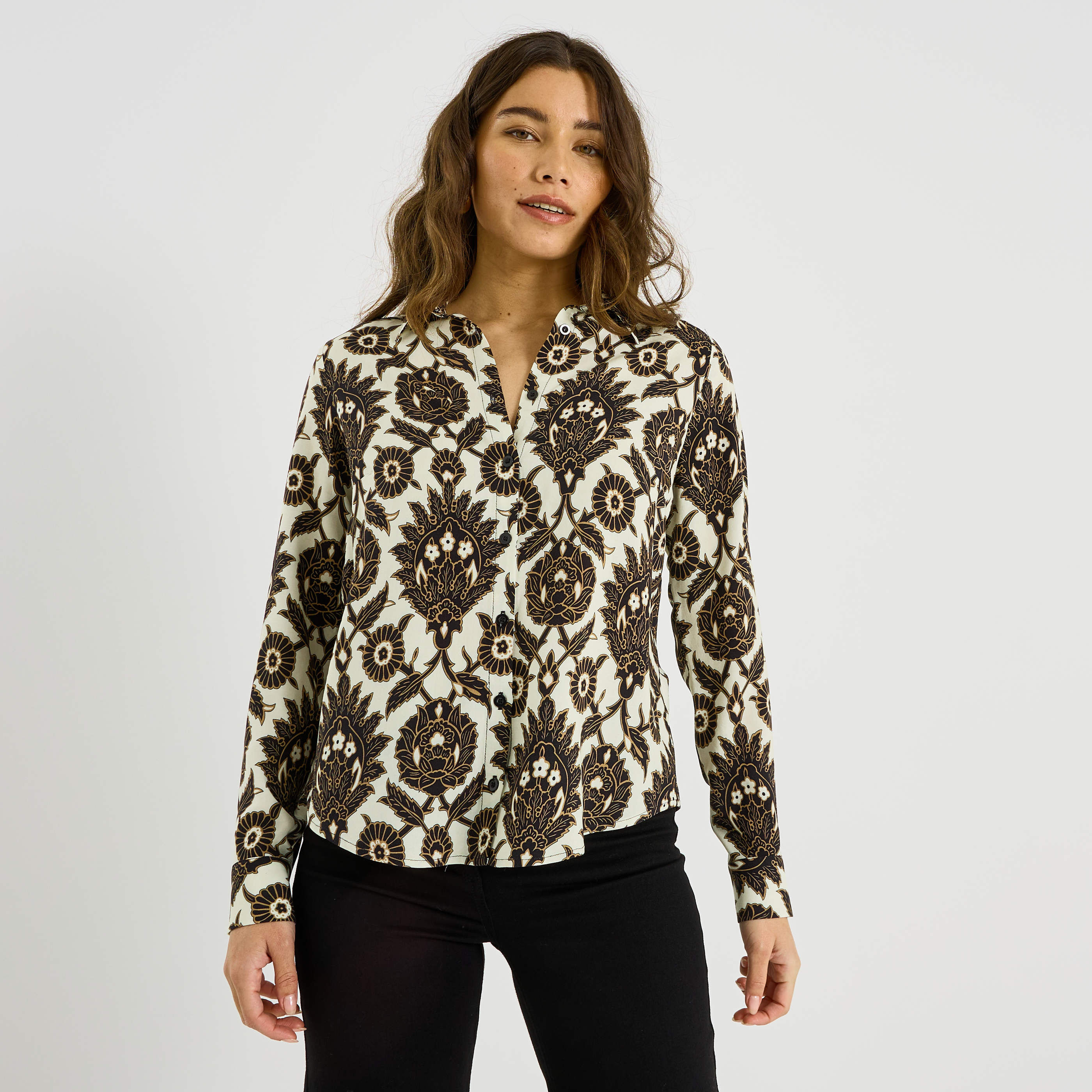 Chemise fluide imprim&eacute;e femme