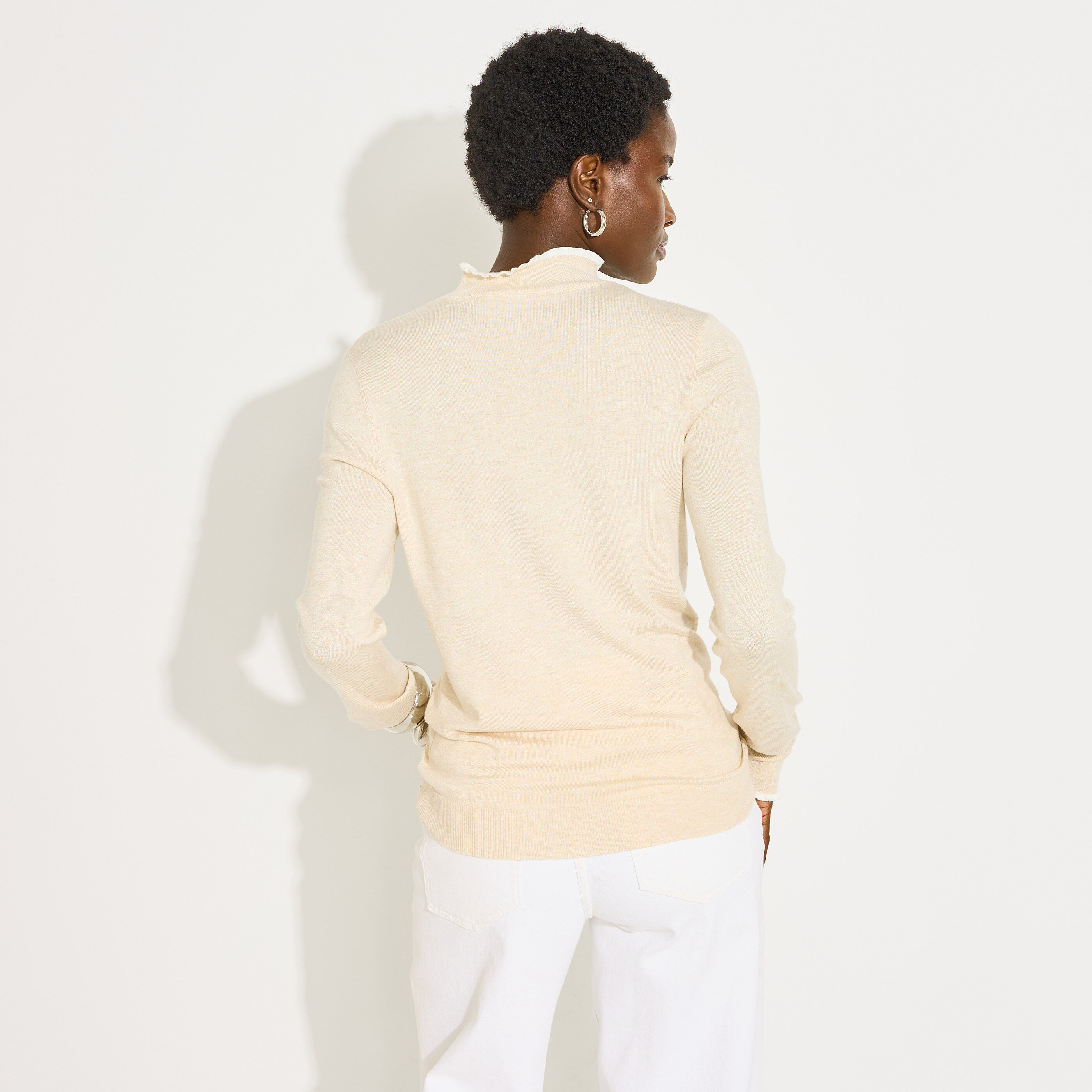 Pull col montant volant&eacute; femme