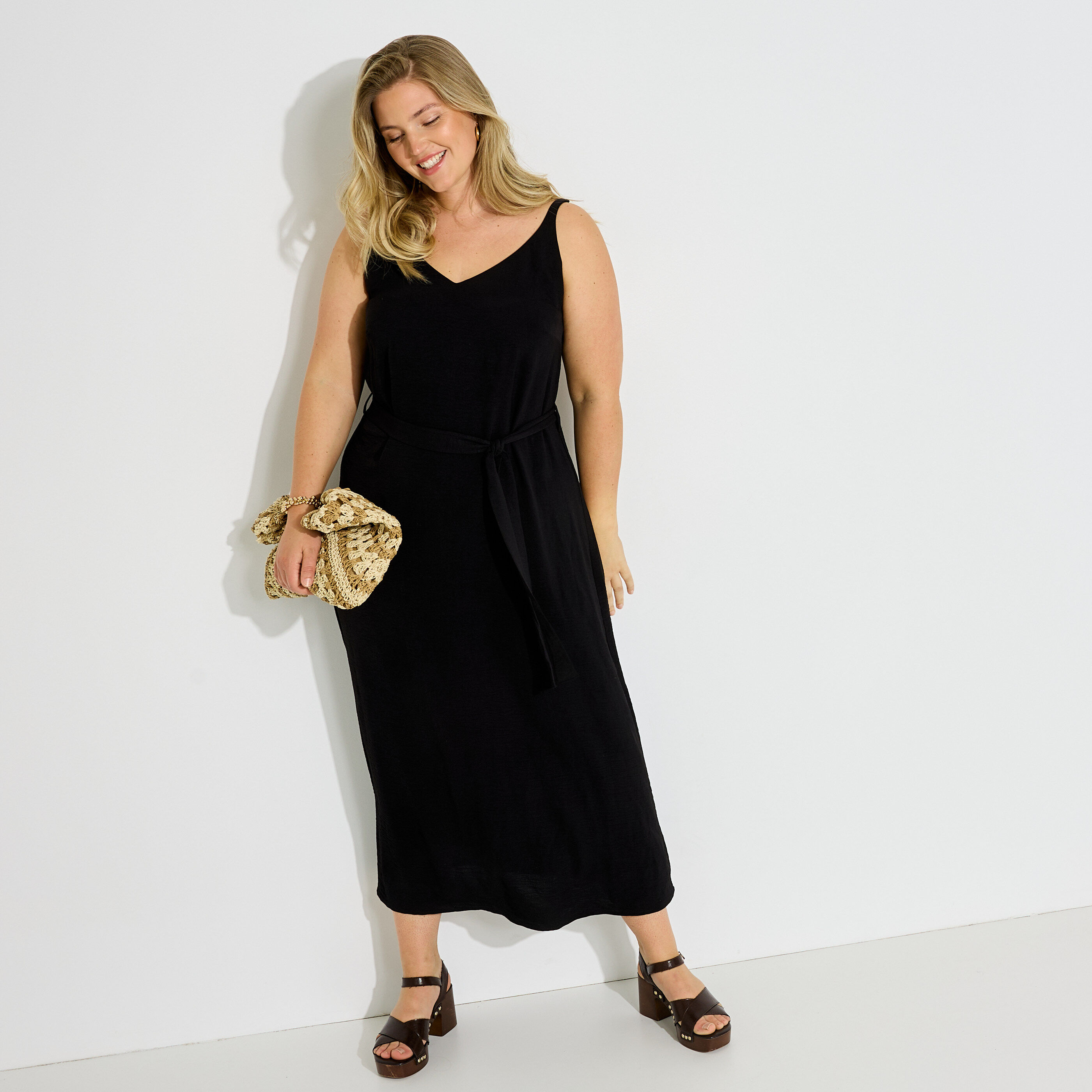 Robe longue unie infroissable