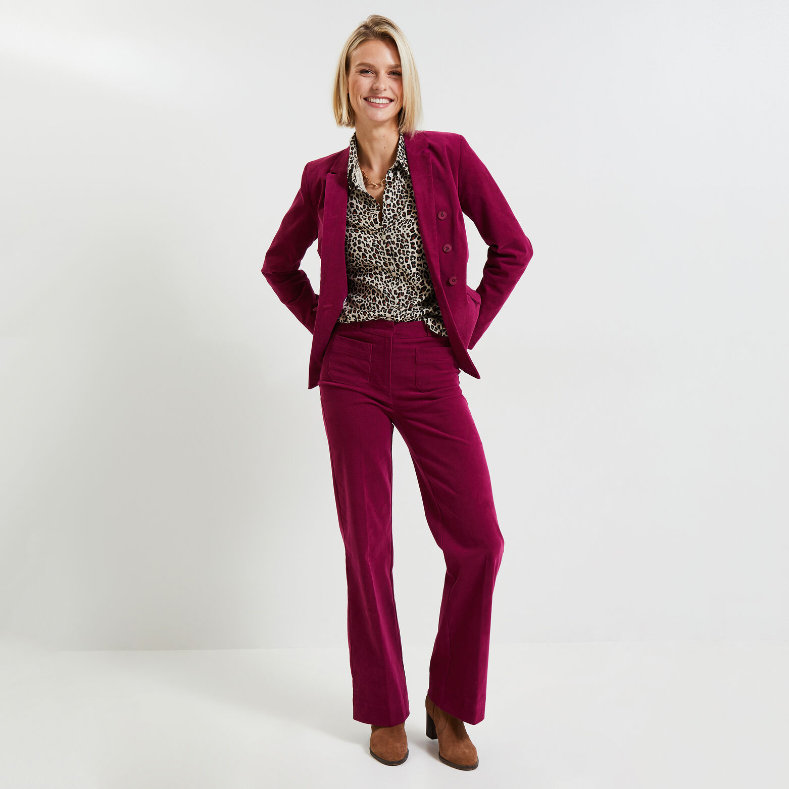 Pantalon large velours femme