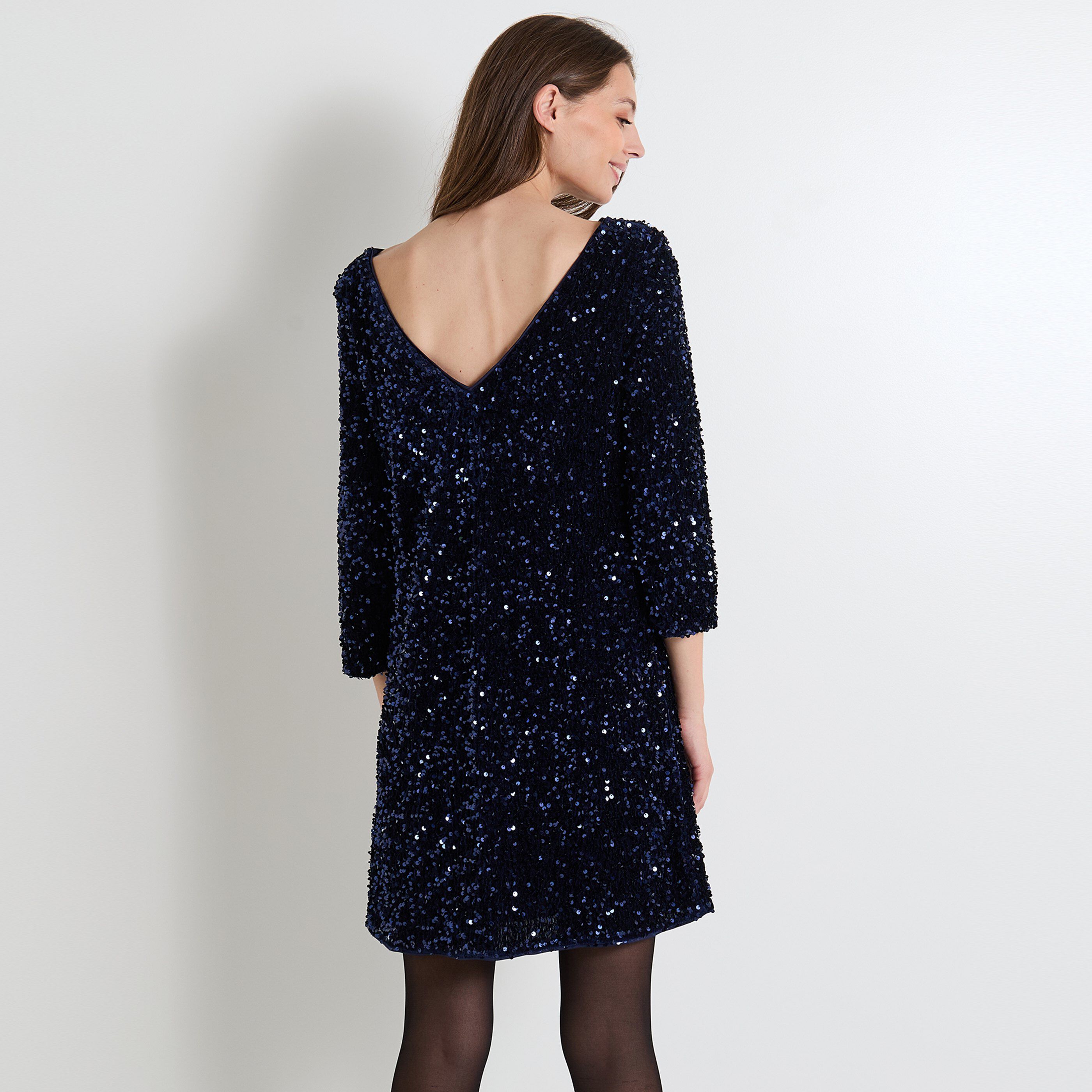Robe velours paillettes femme