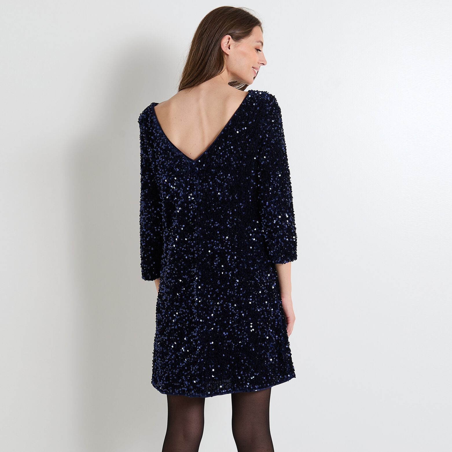 Robe velours paillettes femme