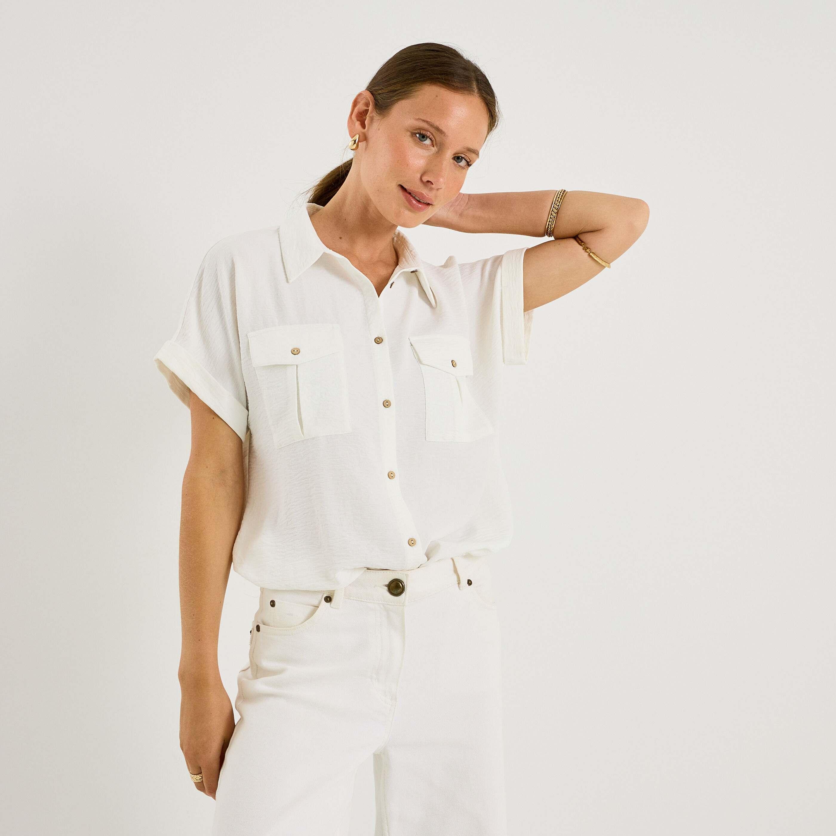 Chemise fluide manches courtes femme