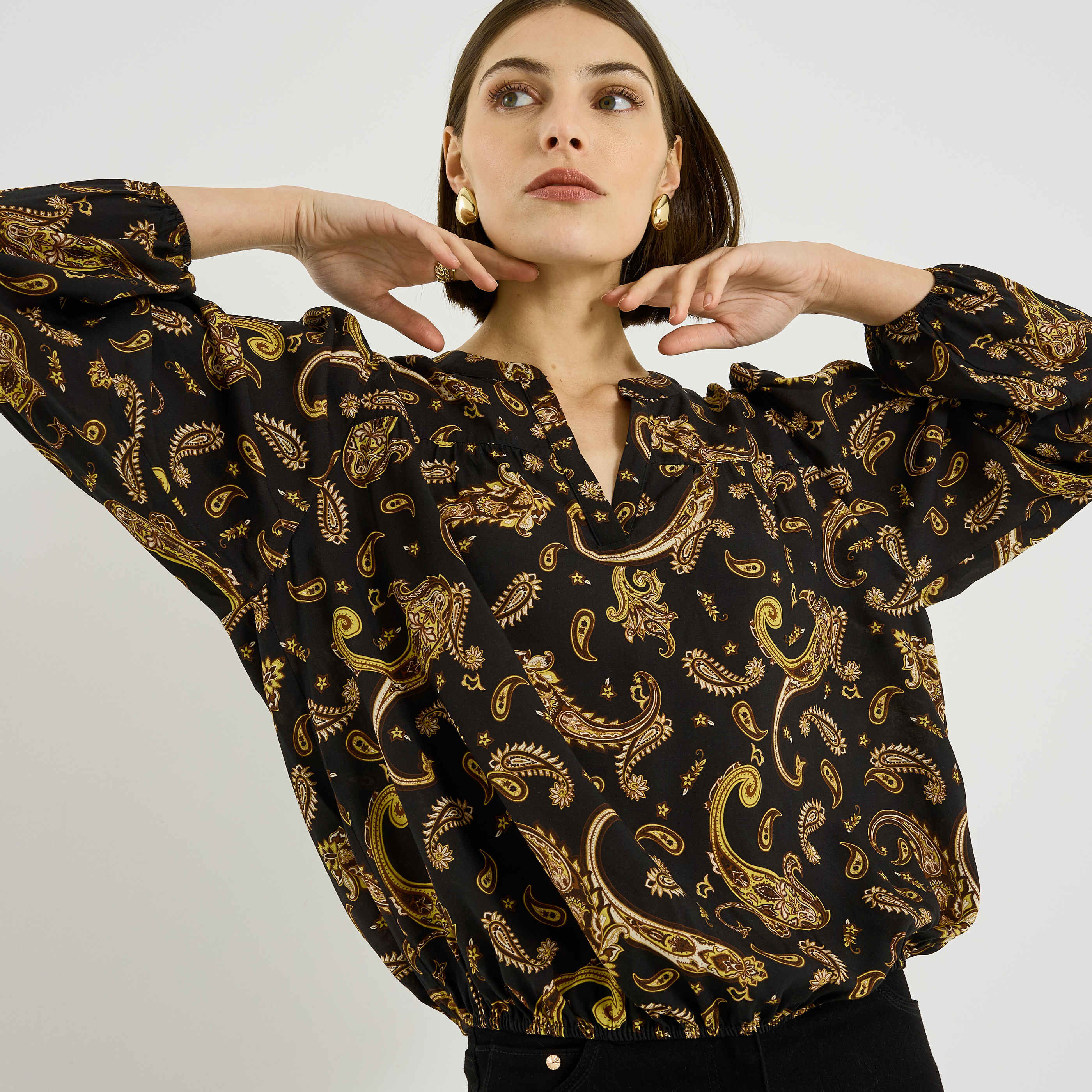 Blouse imprim&eacute; cachemire femme