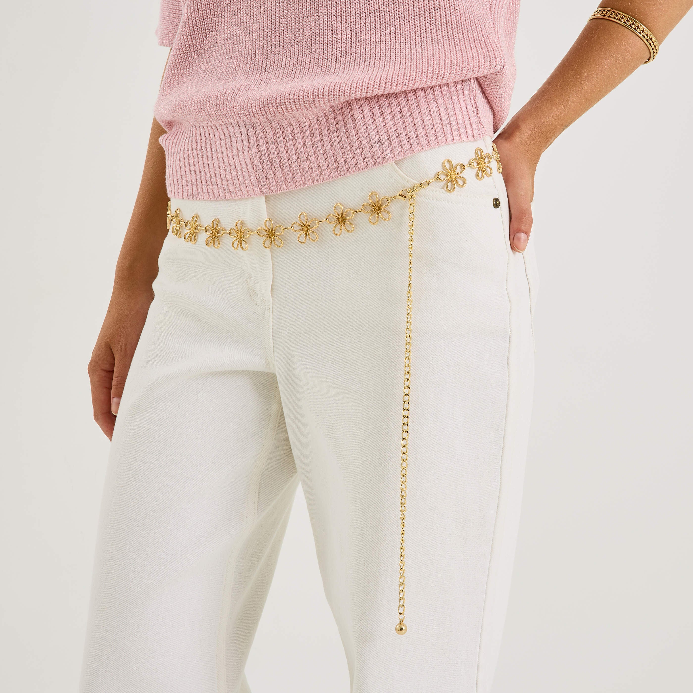 Ceinture cha&icirc;ne forme fleur femme