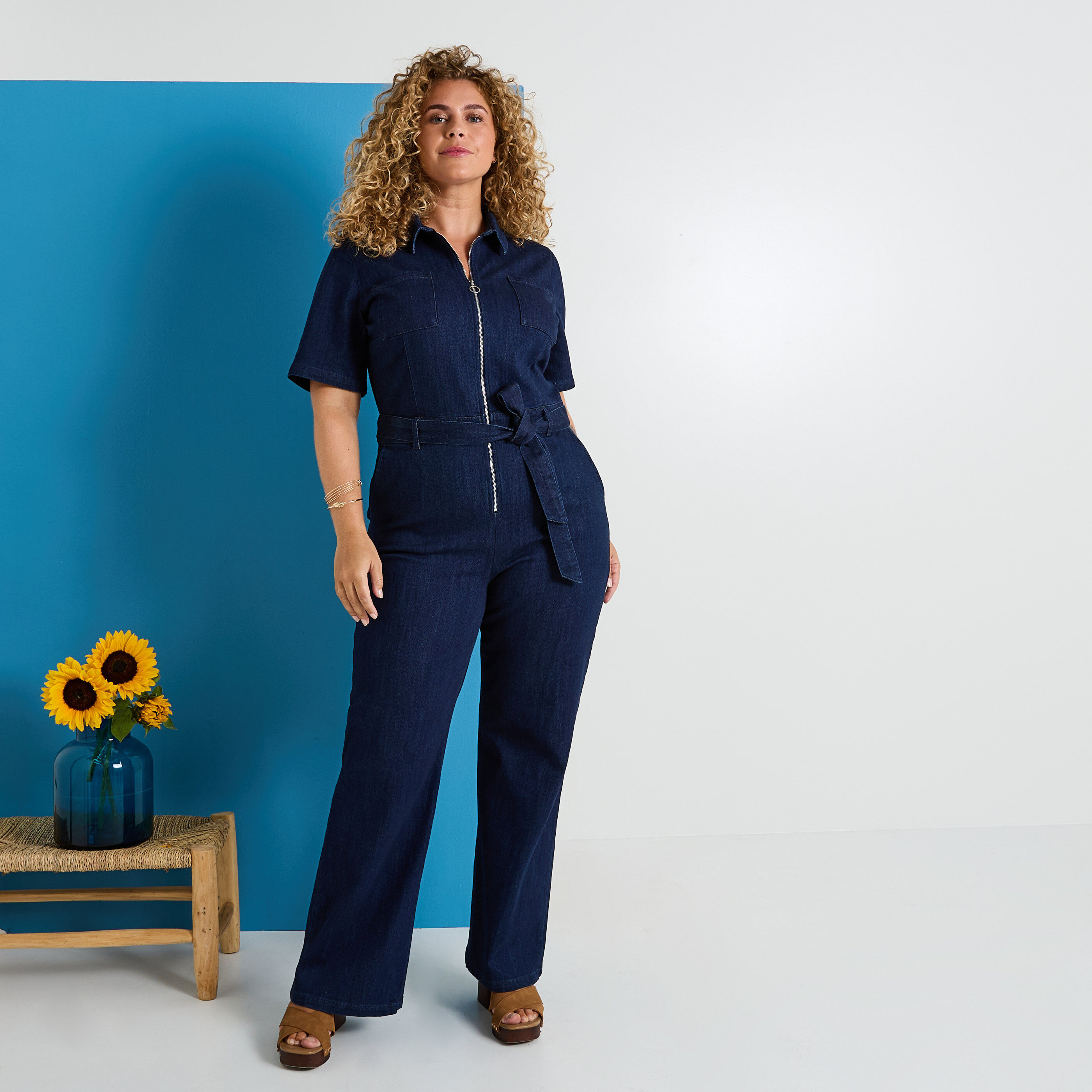 Combinaison longue en denim femme