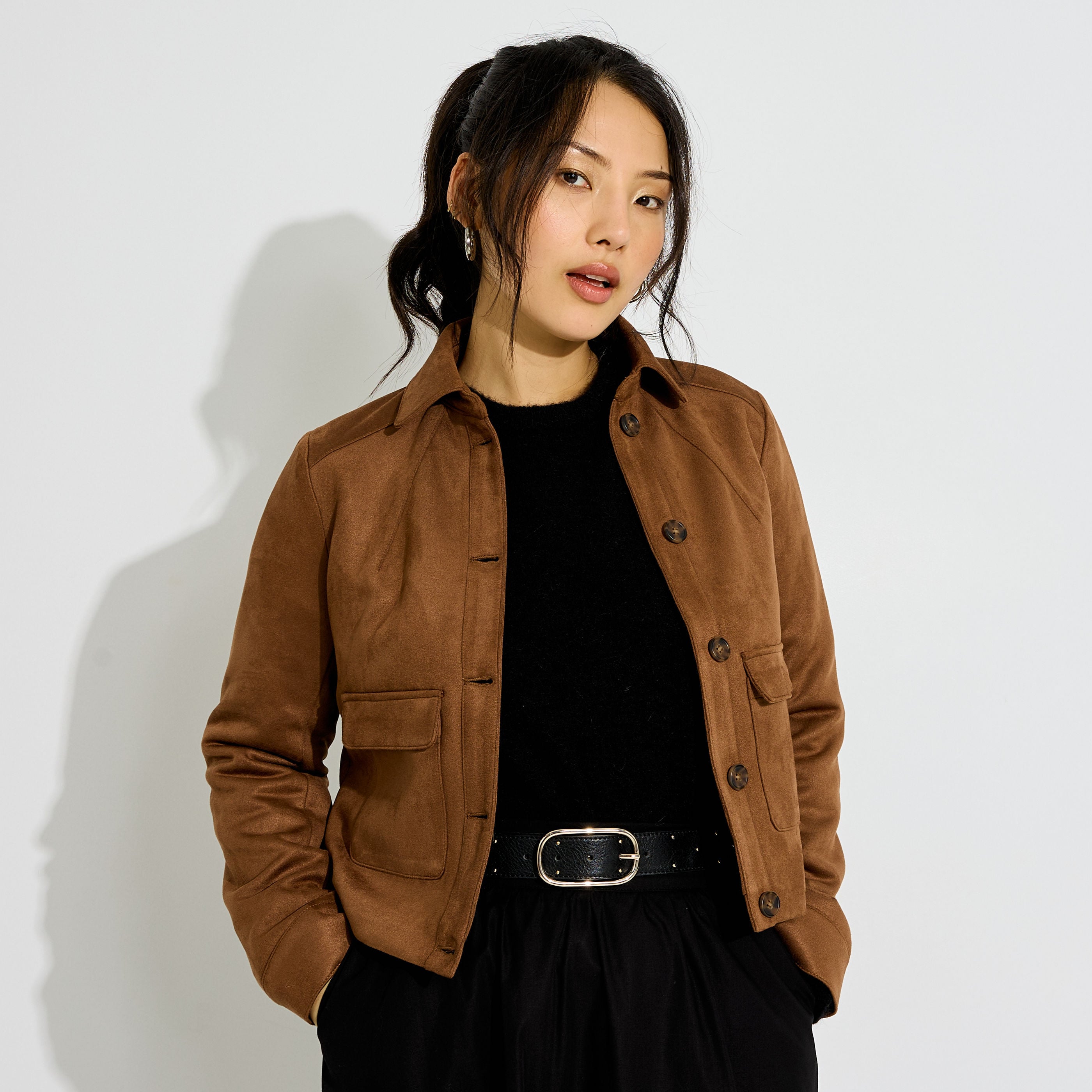 Veste courte en su&eacute;dine femme