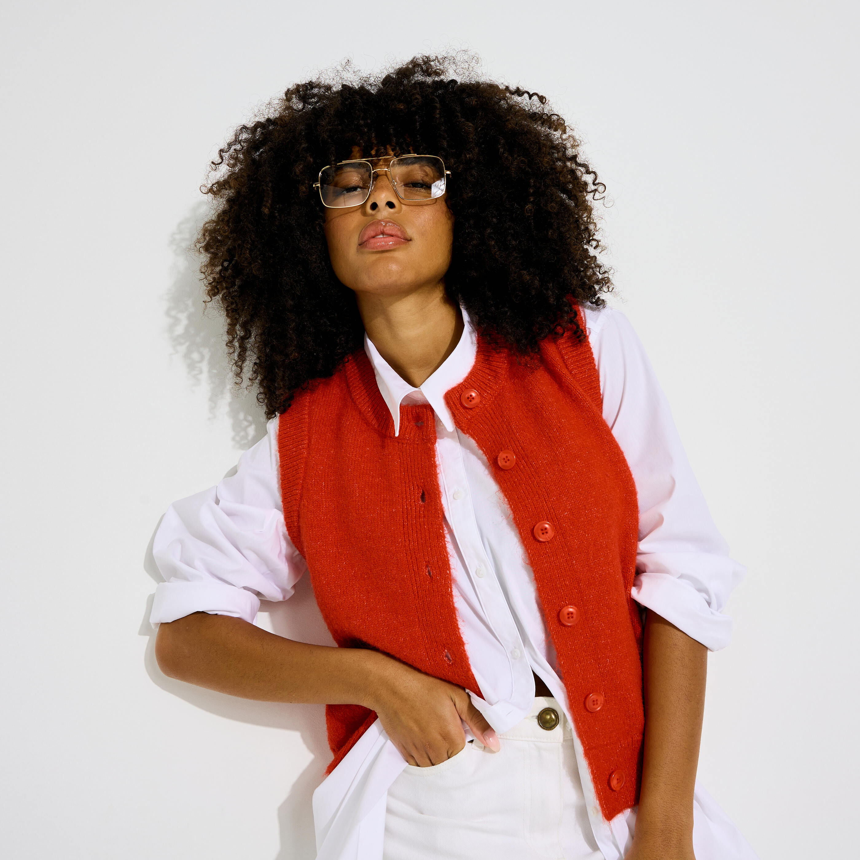 Gilet sans manches col rond femme