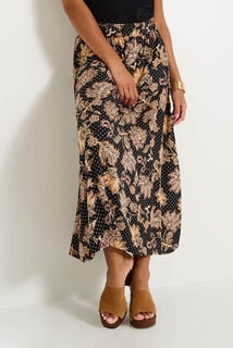 Jupe fluide imprimée mi-longue femme