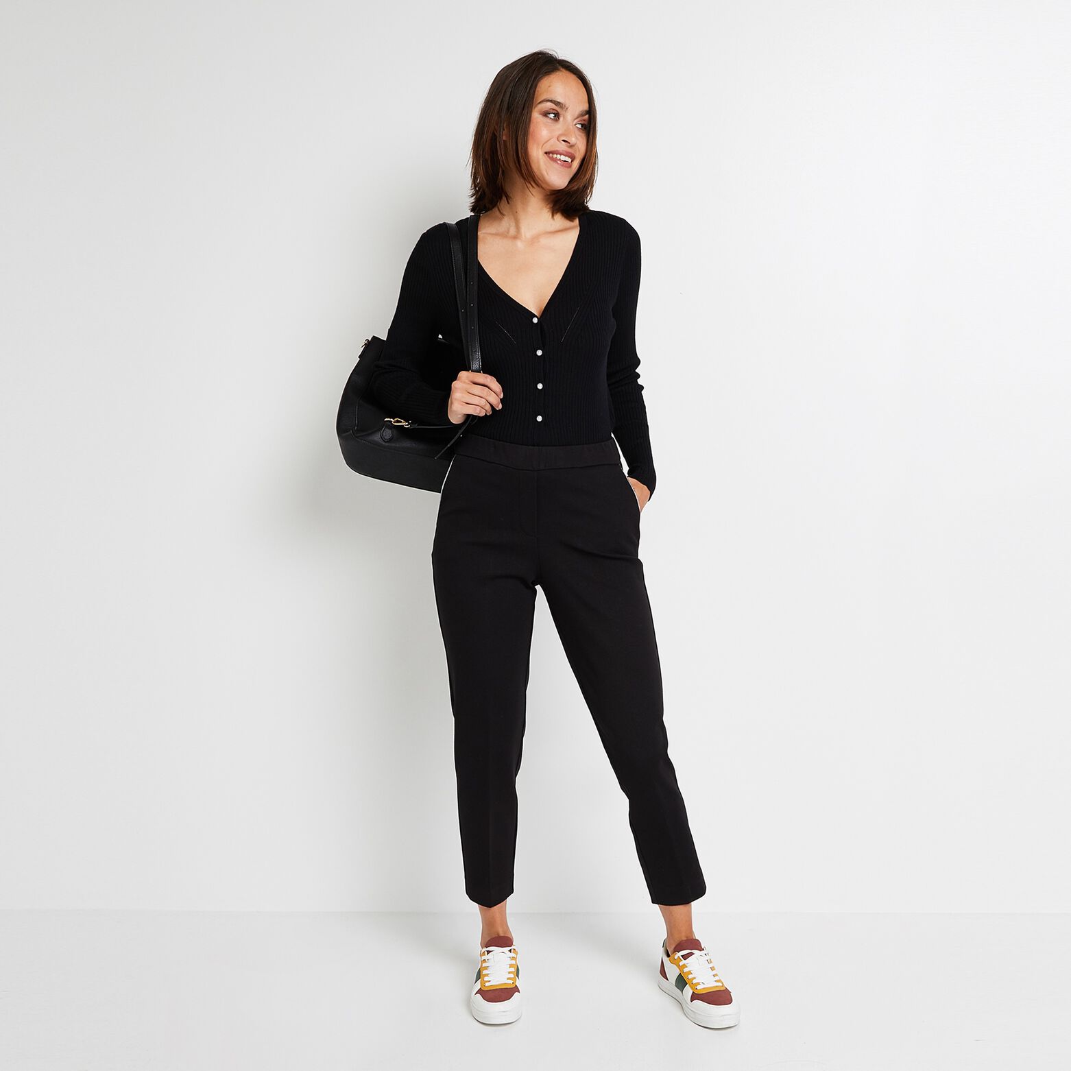 Pantalon cigarette en maille femme